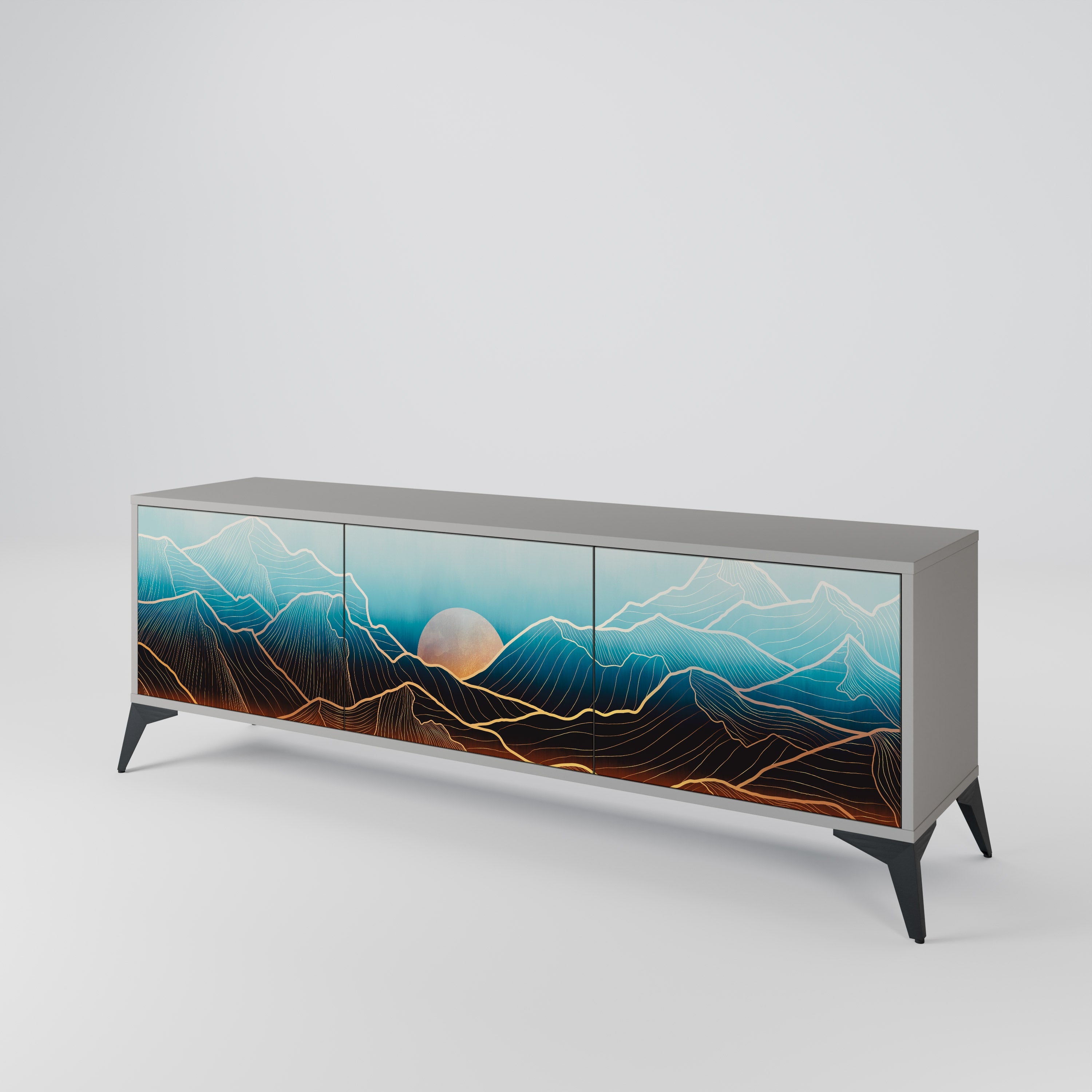 LUNAR SECRETS Móvel de TV com 3 Portas em Acabamento Cinzento