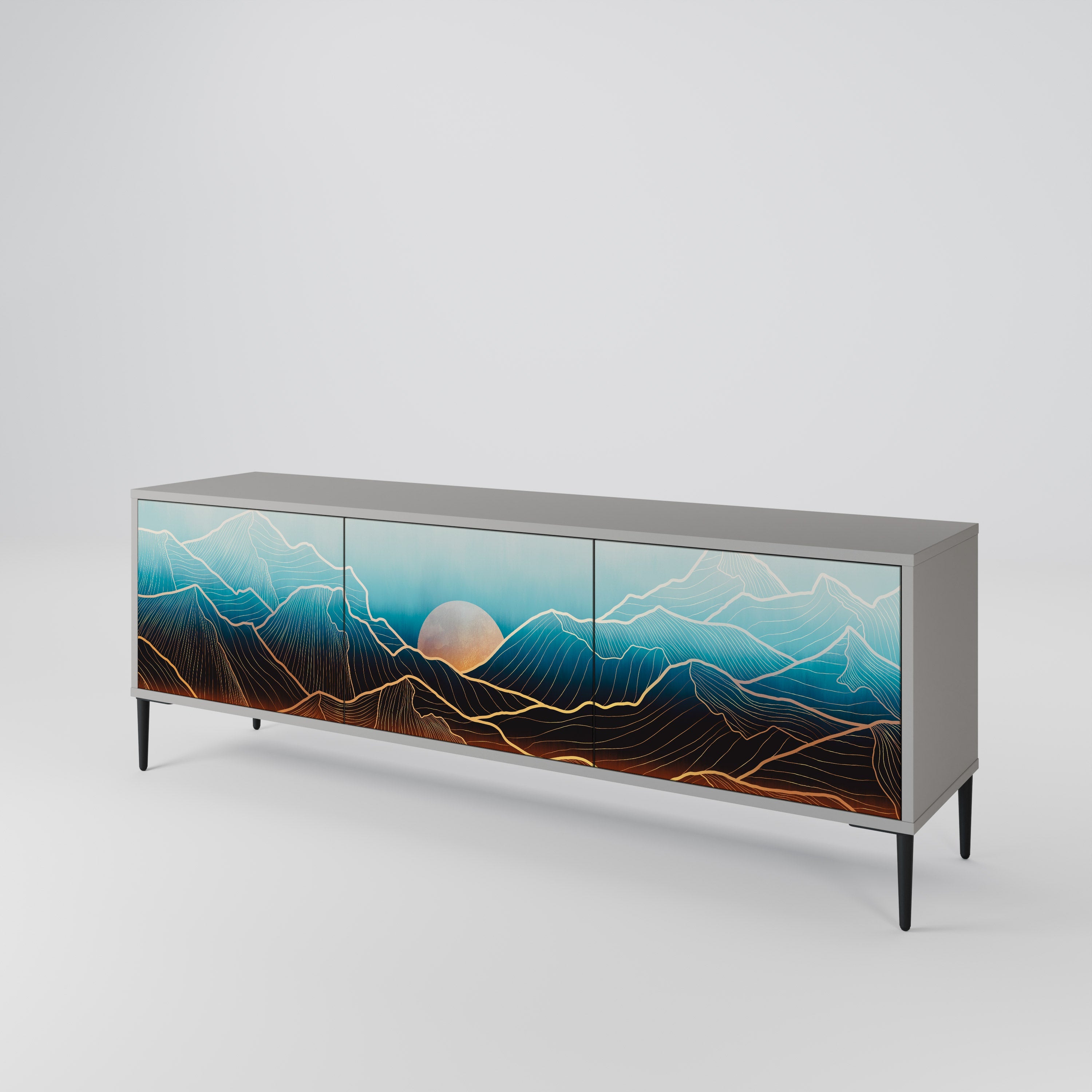 LUNAR SECRETS Móvel de TV com 3 Portas em Acabamento Cinzento