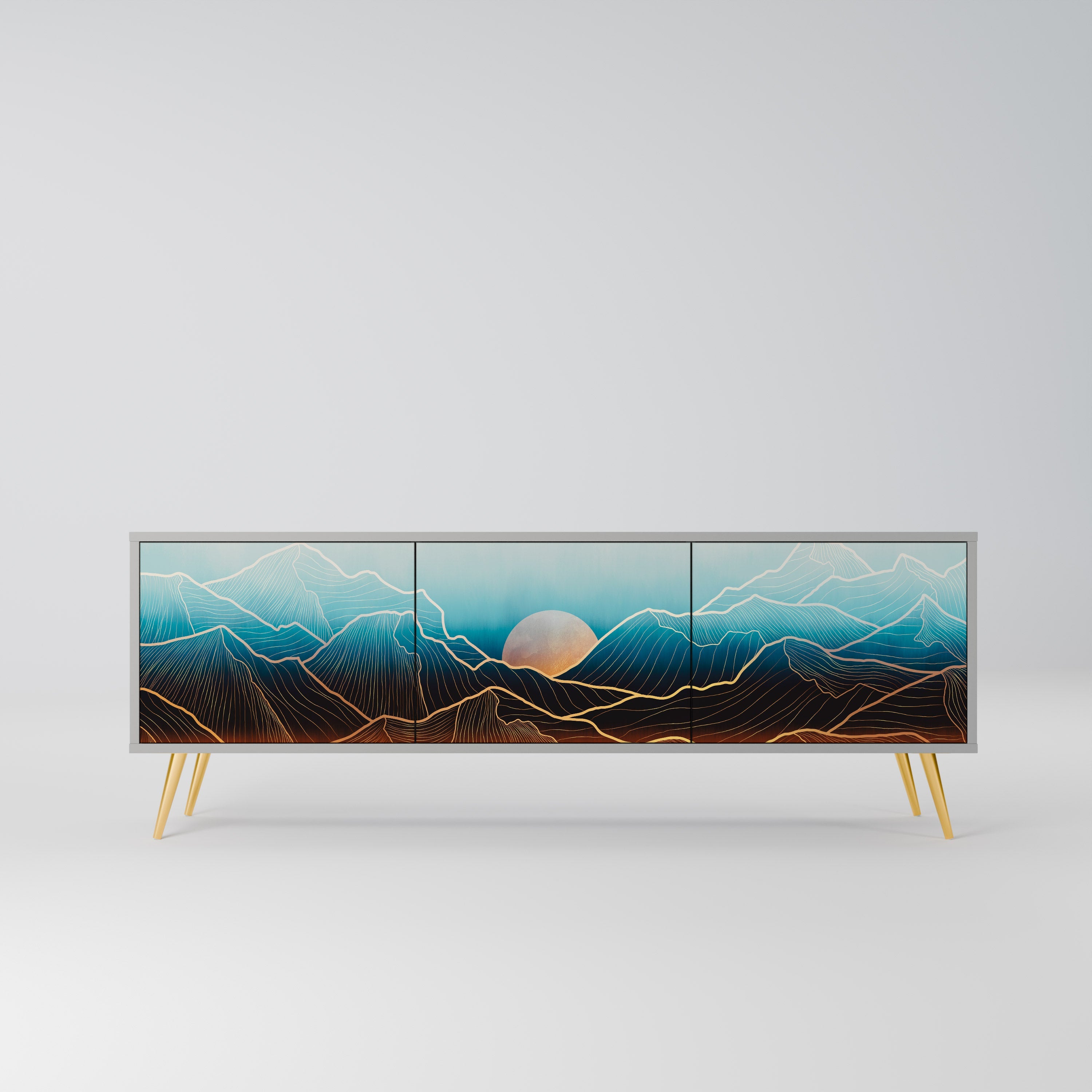 LUNAR SECRETS Móvel de TV com 3 Portas em Acabamento Cinzento