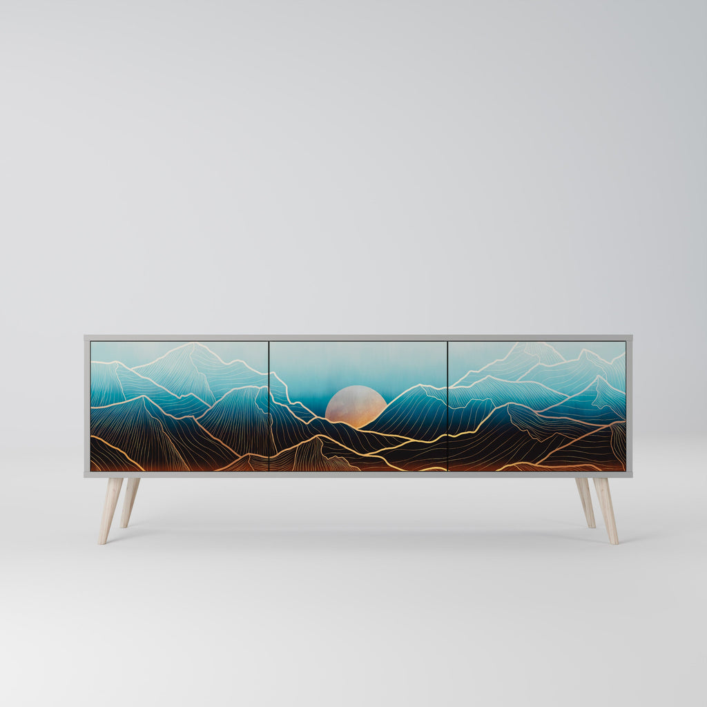 LUNAR SECRETS 3-Door TV Stand in Grey Finish