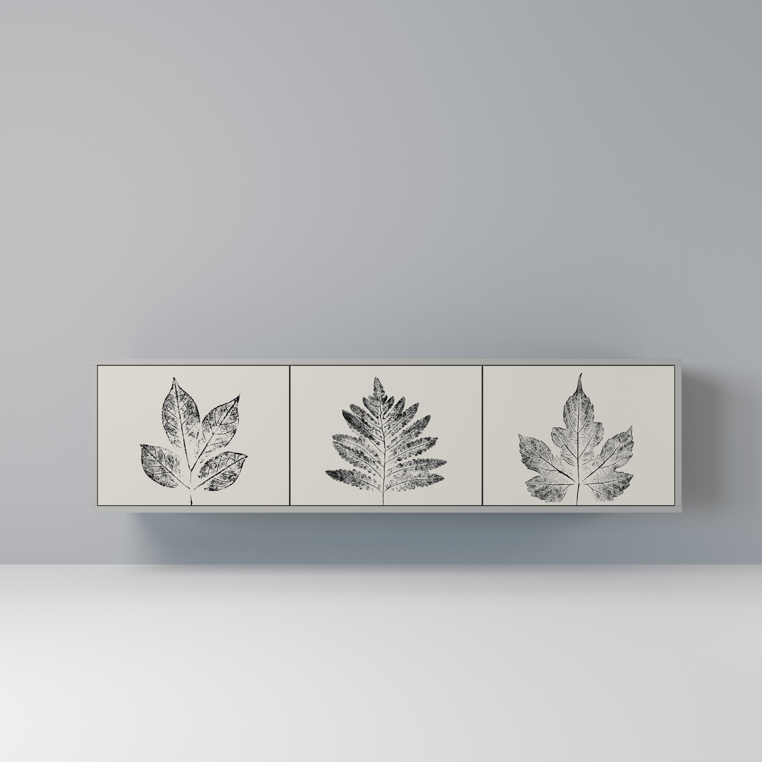 LEAFY STAMPS Móvel de TV com 3 Portas em Acabamento Cinzento