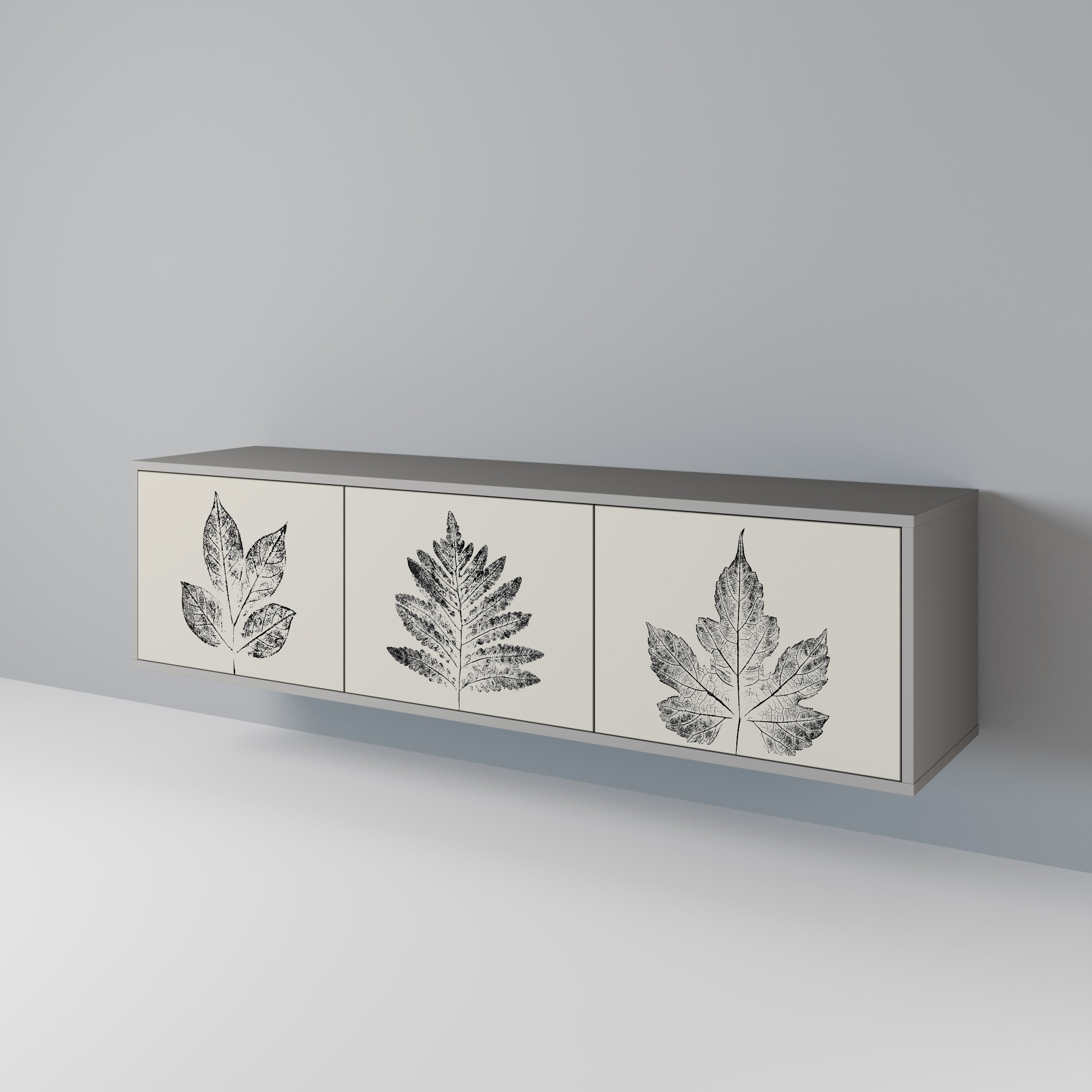 LEAFY STAMPS Móvel de TV com 3 Portas em Acabamento Cinzento