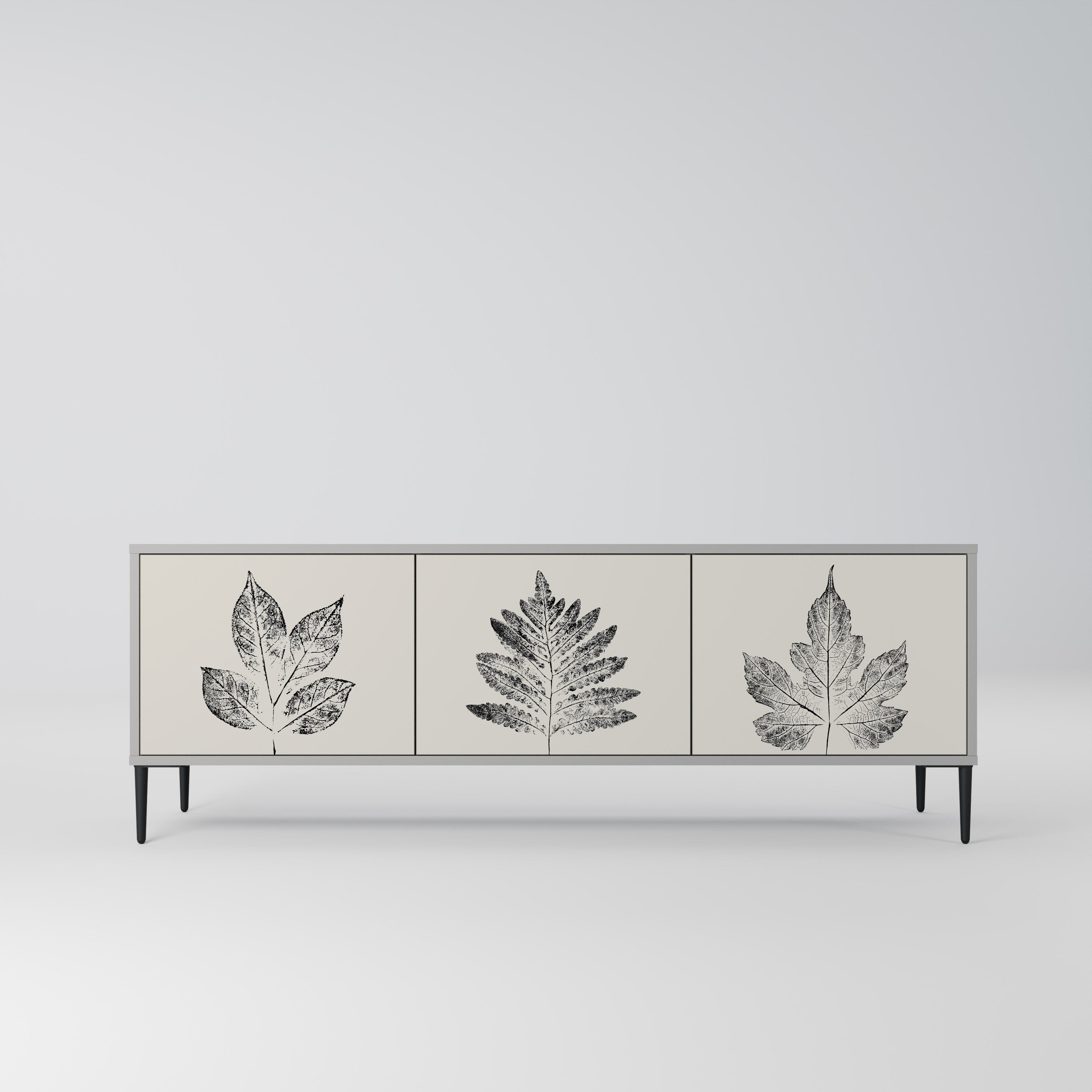 LEAFY STAMPS Móvel de TV com 3 Portas em Acabamento Cinzento