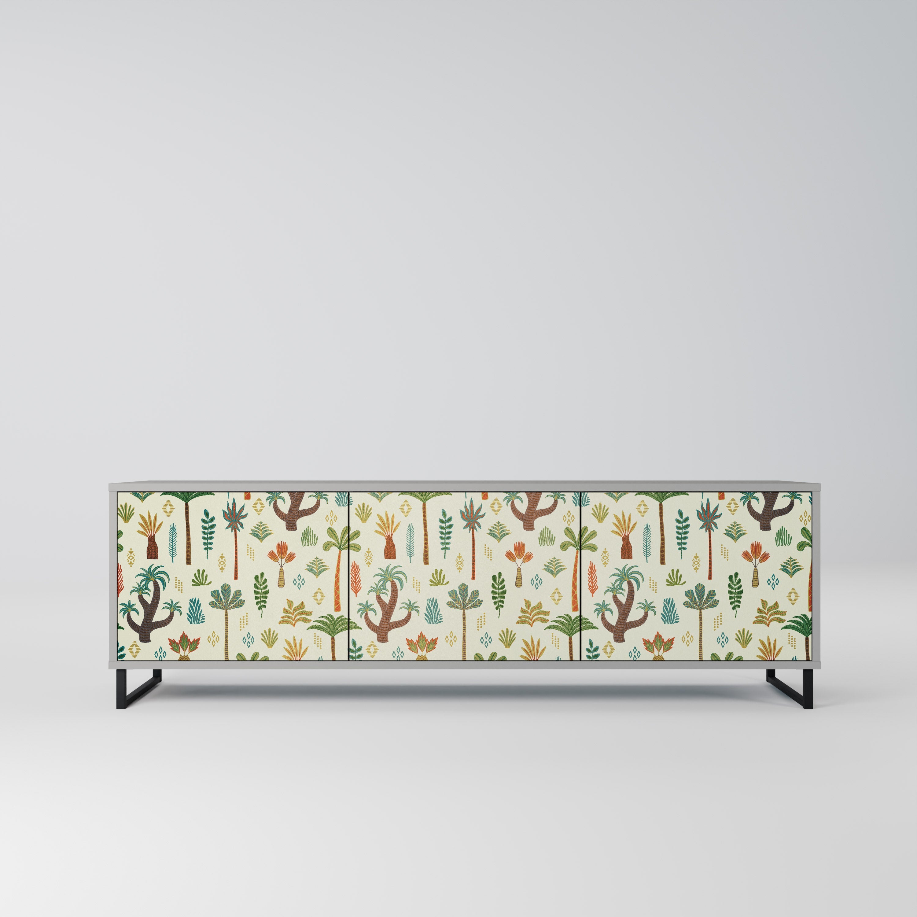 PALM SPRING Móvel de TV com 3 Portas em Acabamento Cinzento