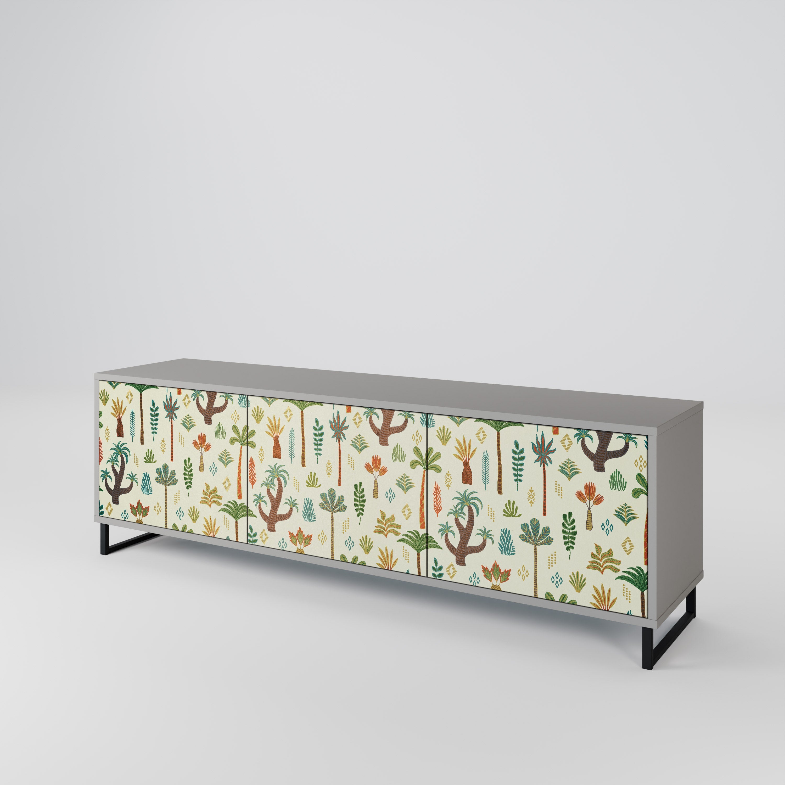 PALM SPRING 3-Door TV Stand in Grey Finish