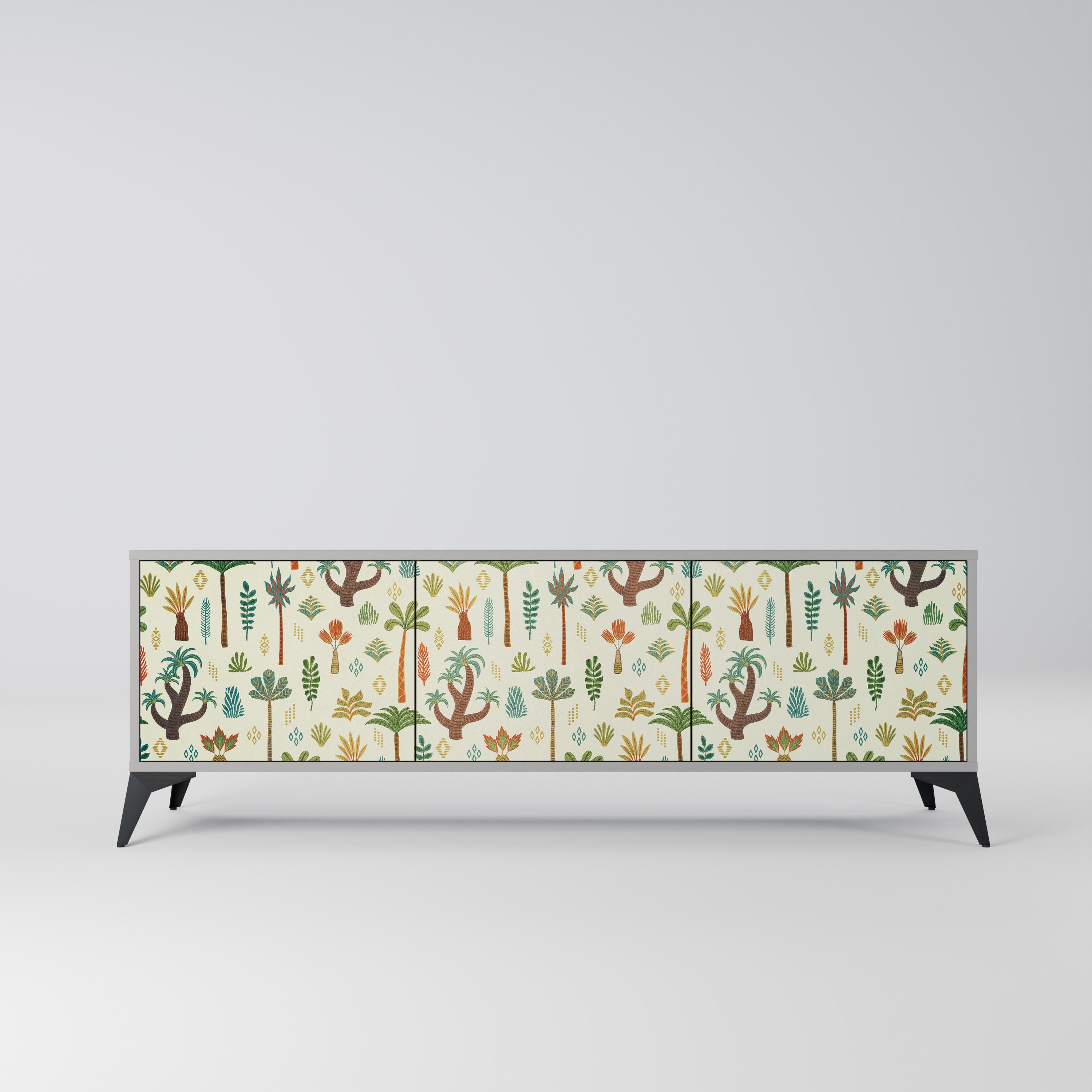 PALM SPRING Móvel de TV com 3 Portas em Acabamento Cinzento