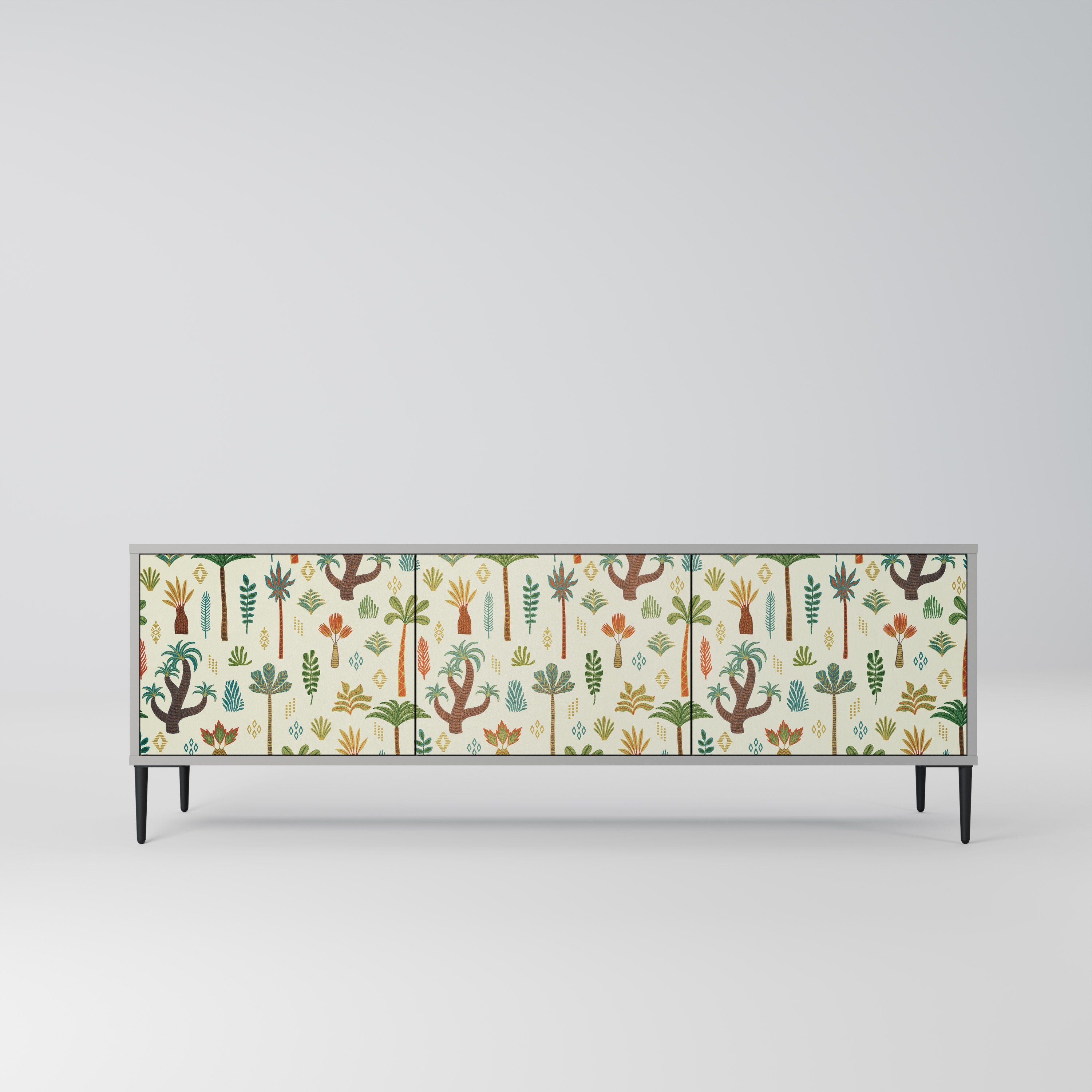 PALM SPRING Móvel de TV com 3 Portas em Acabamento Cinzento