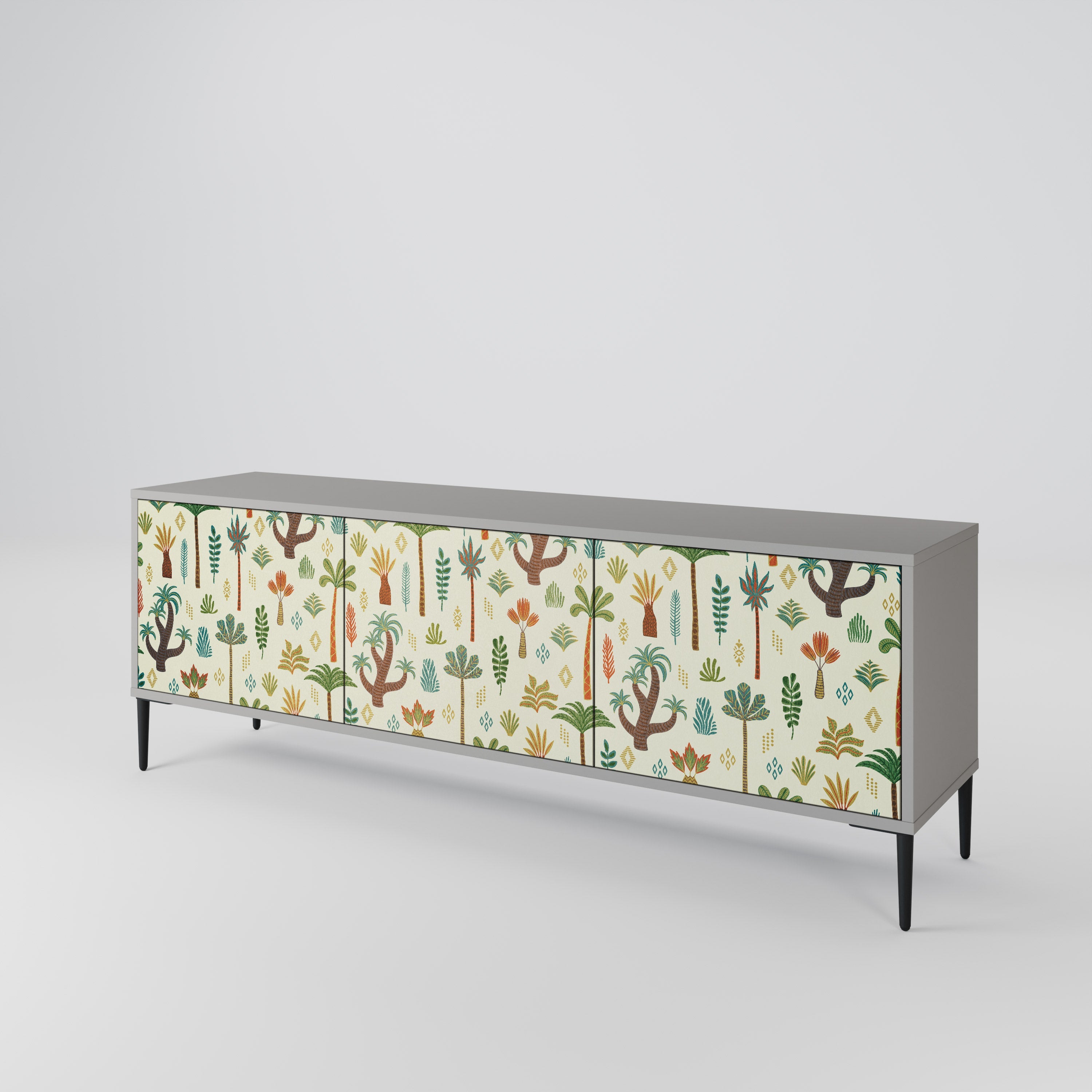 PALM SPRING Móvel de TV com 3 Portas em Acabamento Cinzento