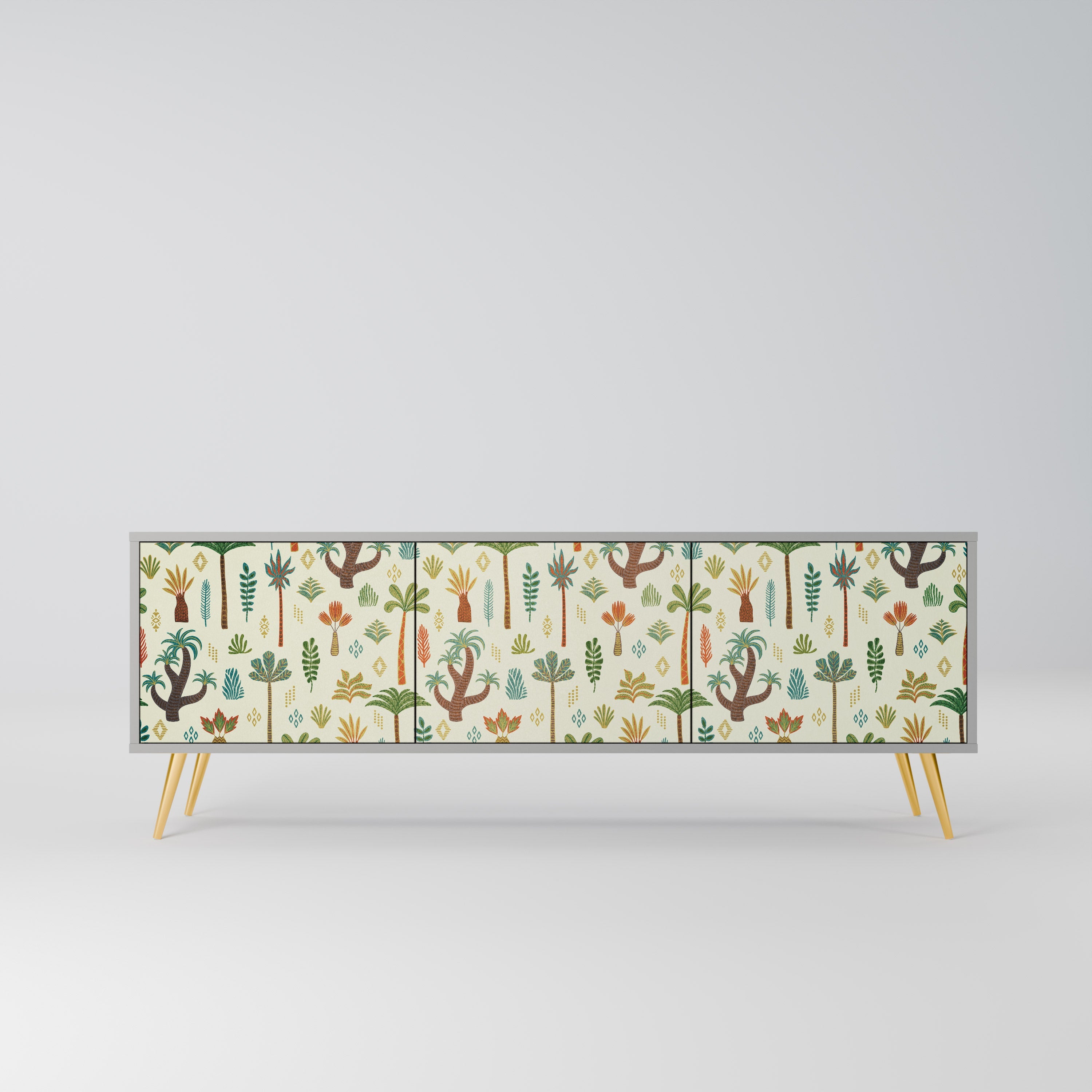 PALM SPRING Móvel de TV com 3 Portas em Acabamento Cinzento