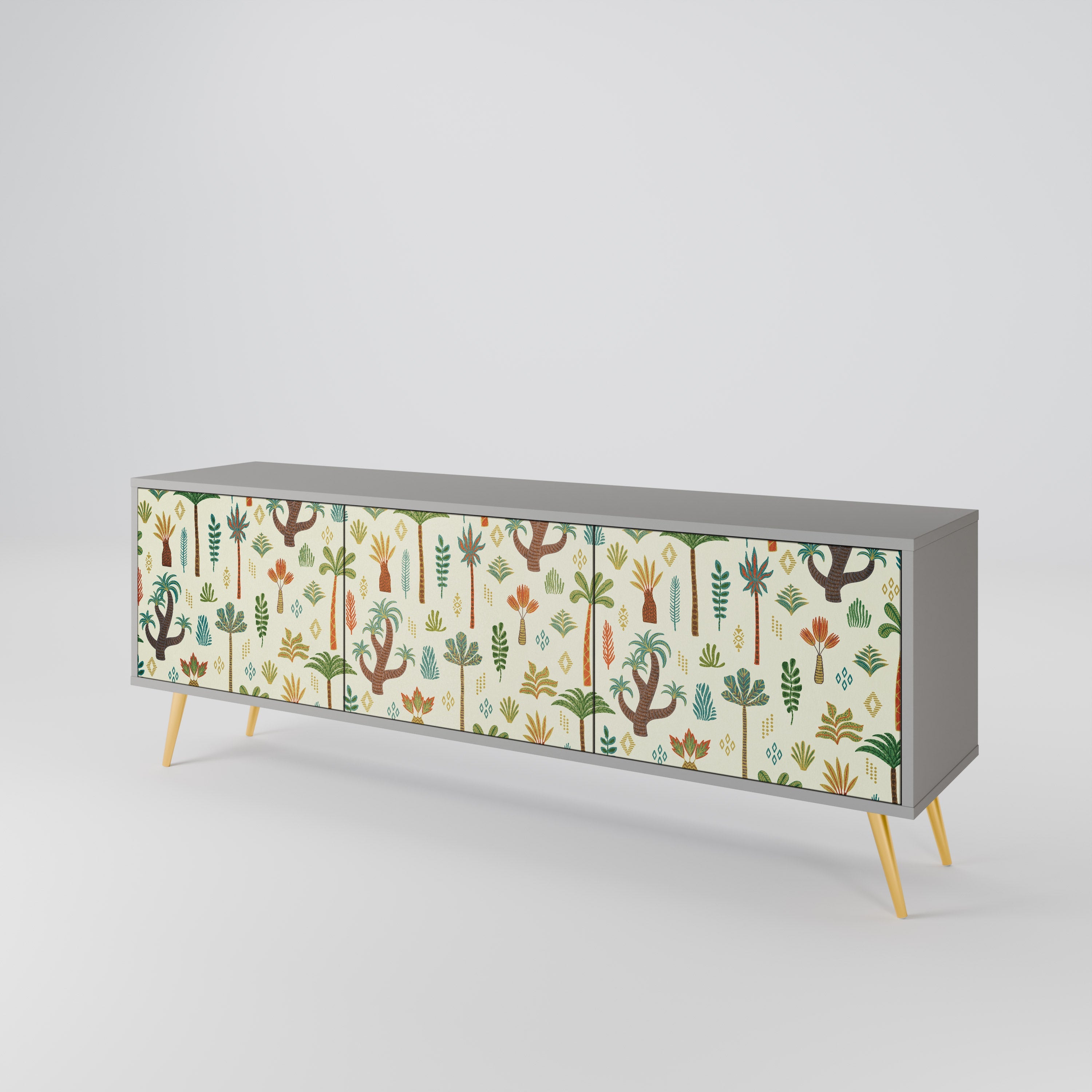 PALM SPRING Móvel de TV com 3 Portas em Acabamento Cinzento