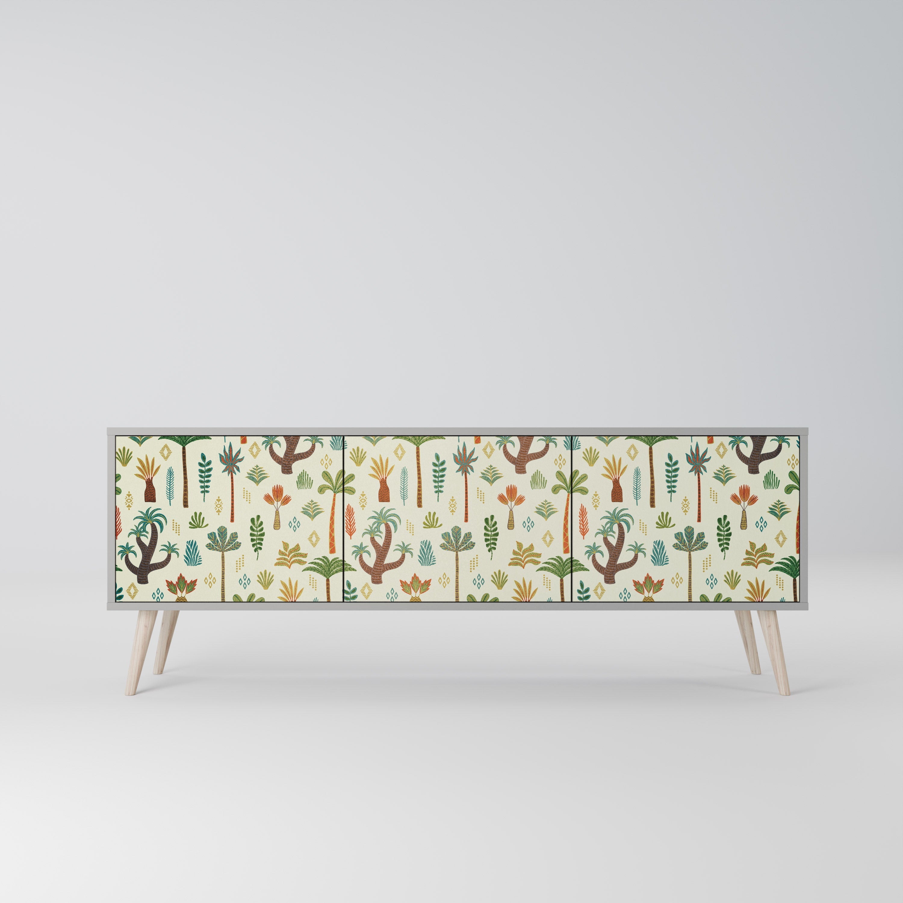 PALM SPRING Móvel de TV com 3 Portas em Acabamento Cinzento