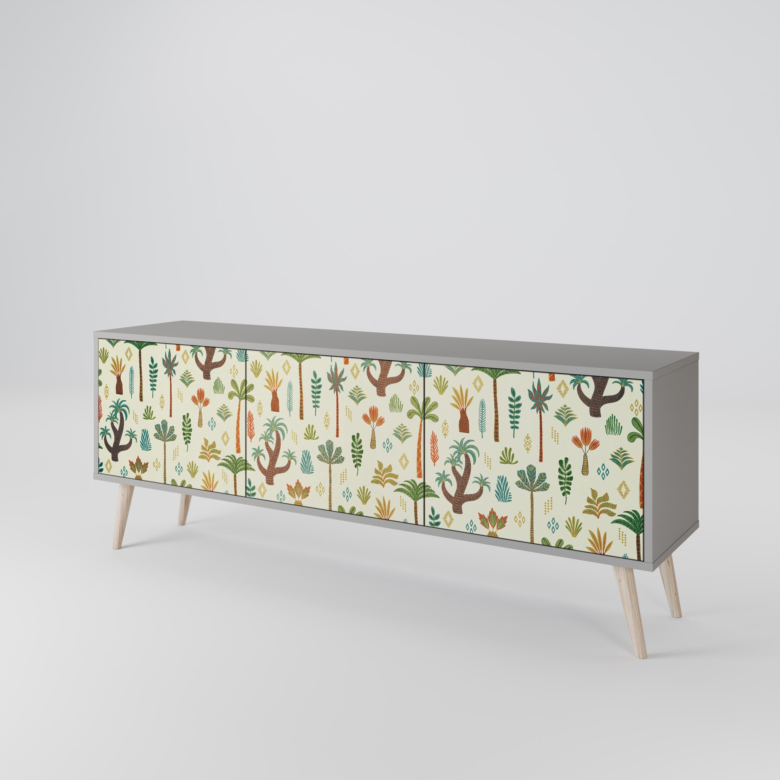 PALM SPRING Móvel de TV com 3 Portas em Acabamento Cinzento