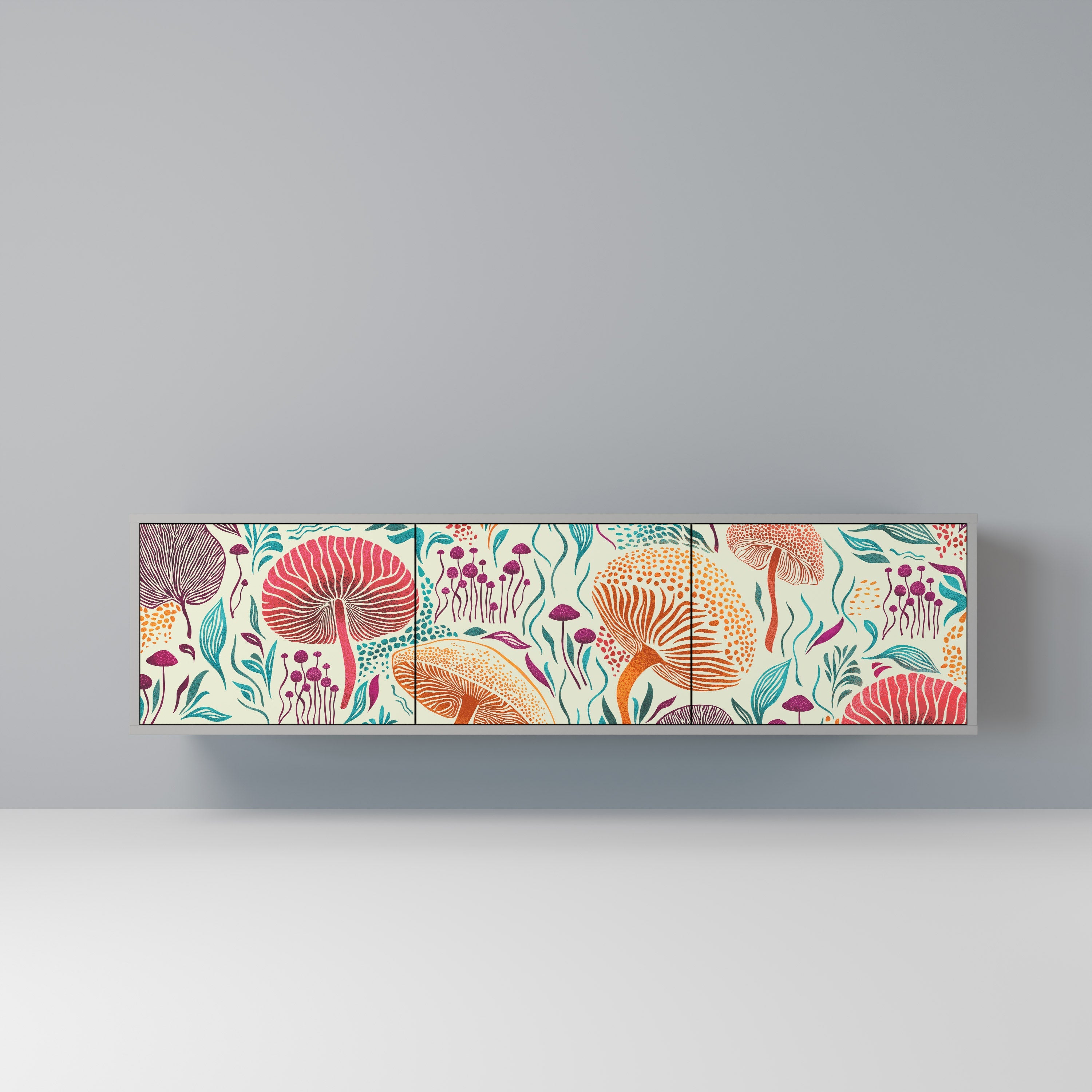 FUNGUS FANTASY Móvel de TV com 3 Portas em Acabamento Cinzento