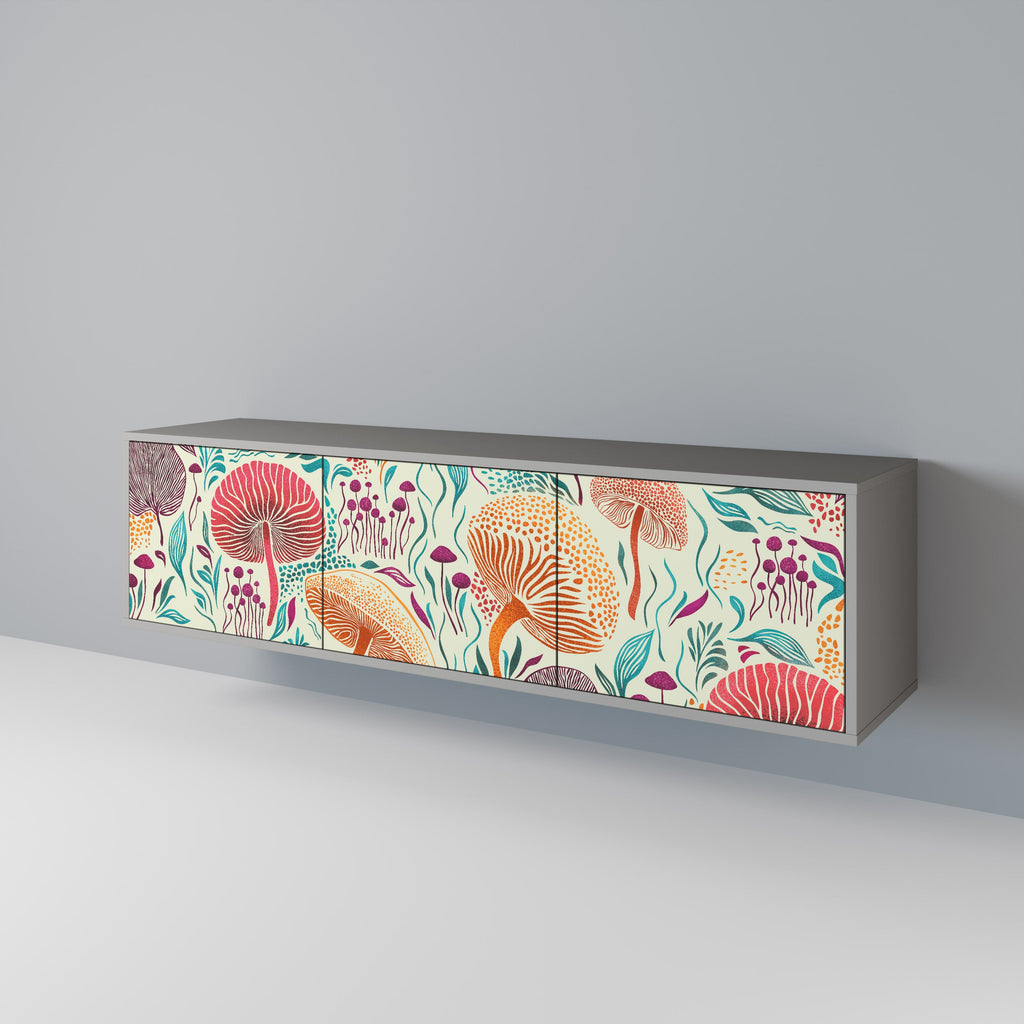 FUNGUS FANTASY Móvel de TV com 3 Portas em Acabamento Cinzento