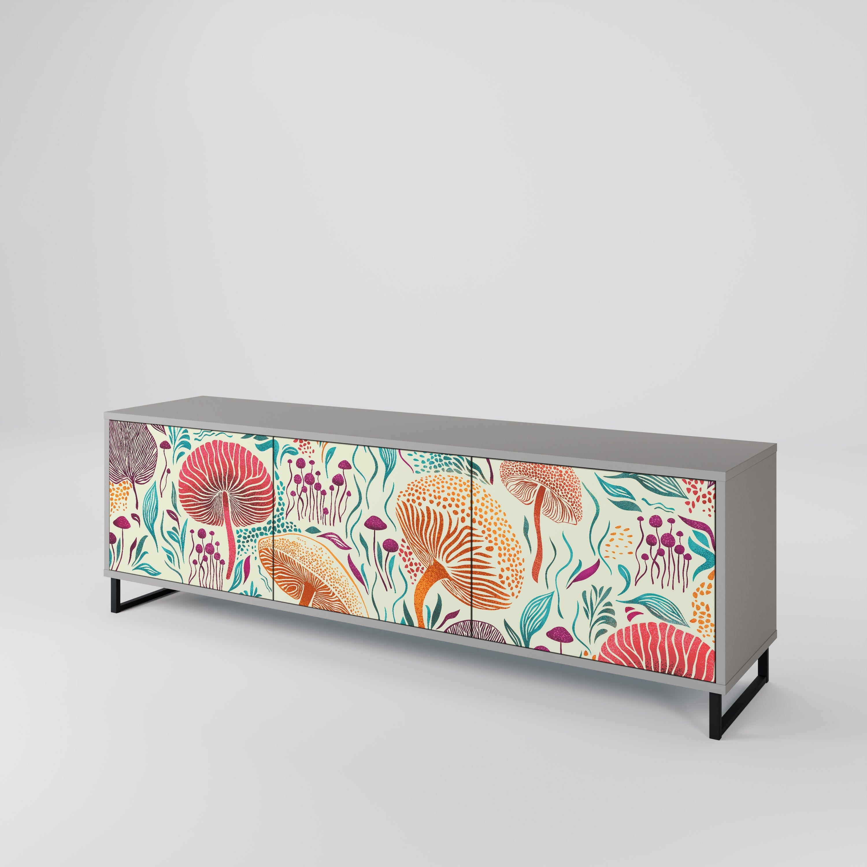 FUNGUS FANTASY Móvel de TV com 3 Portas em Acabamento Cinzento