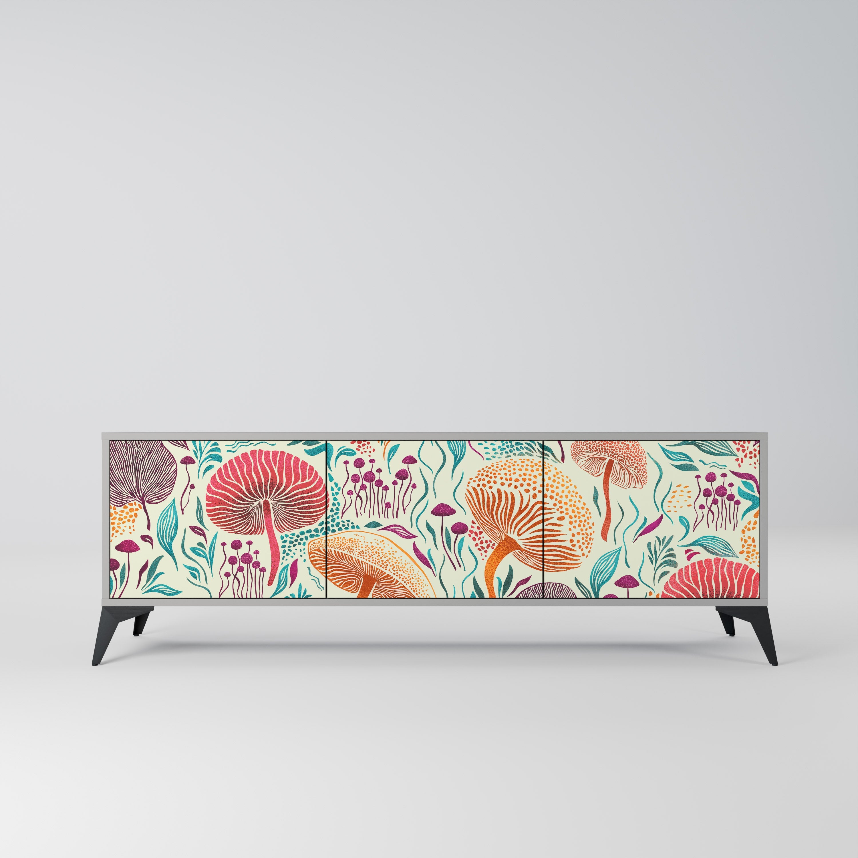 FUNGUS FANTASY Móvel de TV com 3 Portas em Acabamento Cinzento