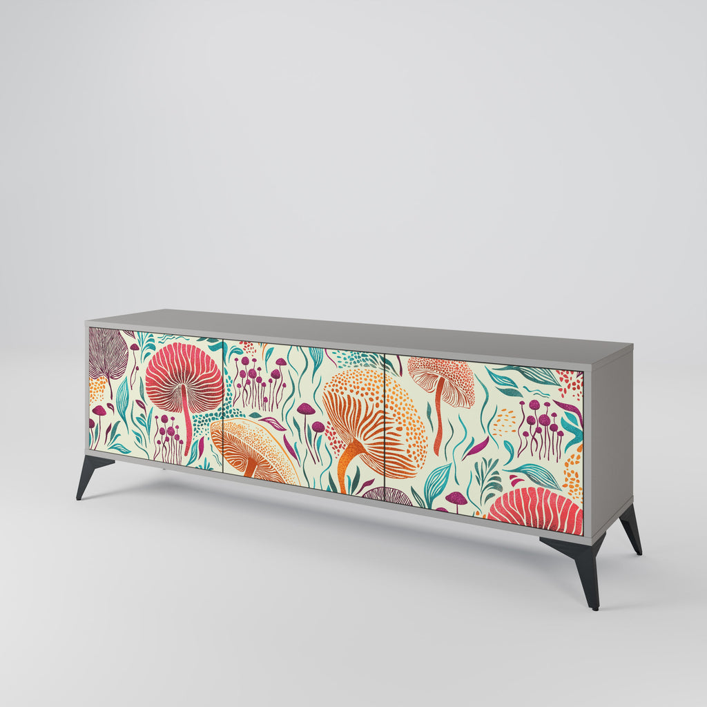 FUNGUS FANTASY Móvel de TV com 3 Portas em Acabamento Cinzento