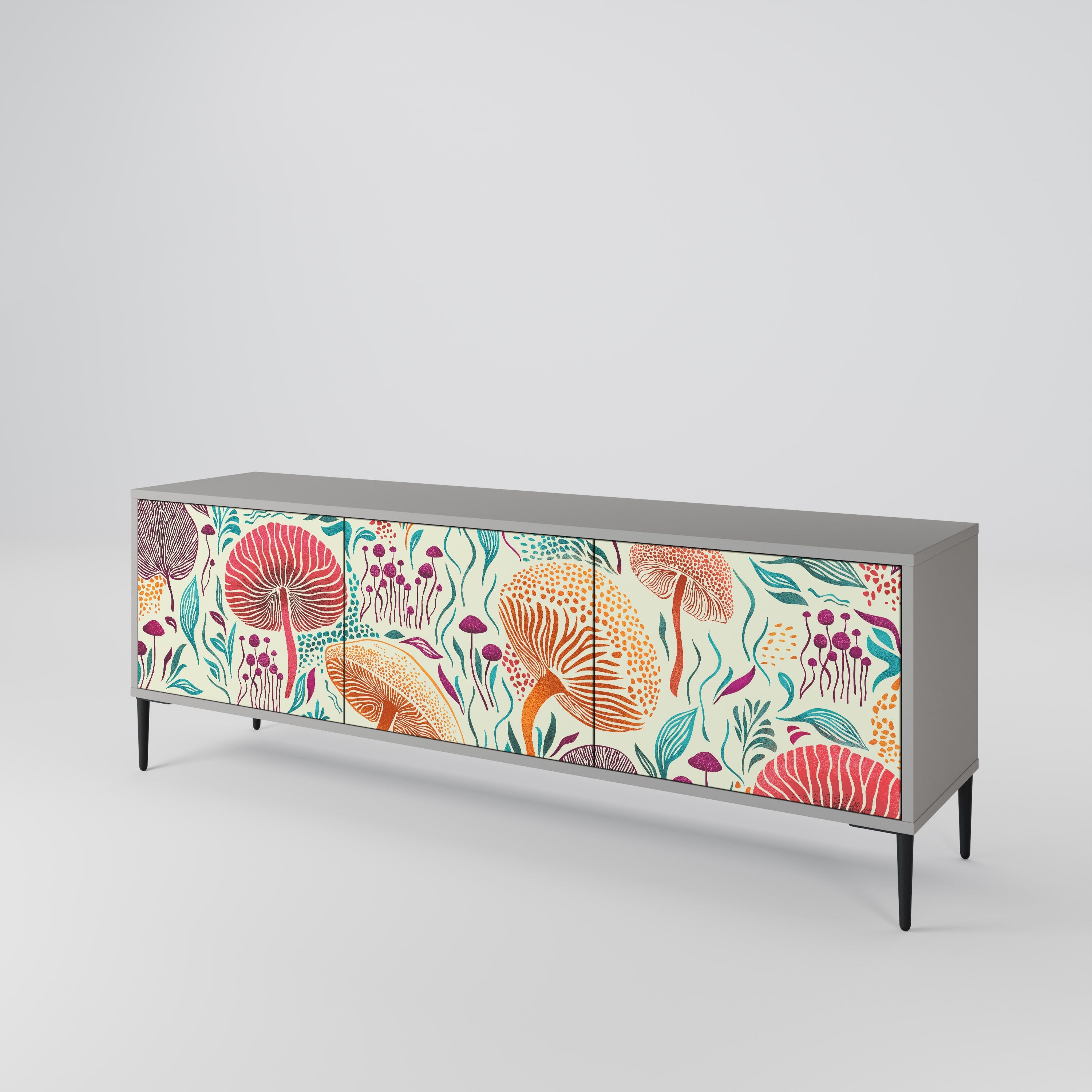 FUNGUS FANTASY Móvel de TV com 3 Portas em Acabamento Cinzento