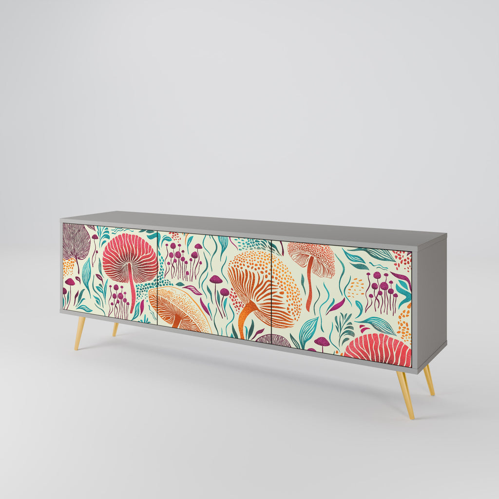 FUNGUS FANTASY Móvel de TV com 3 Portas em Acabamento Cinzento