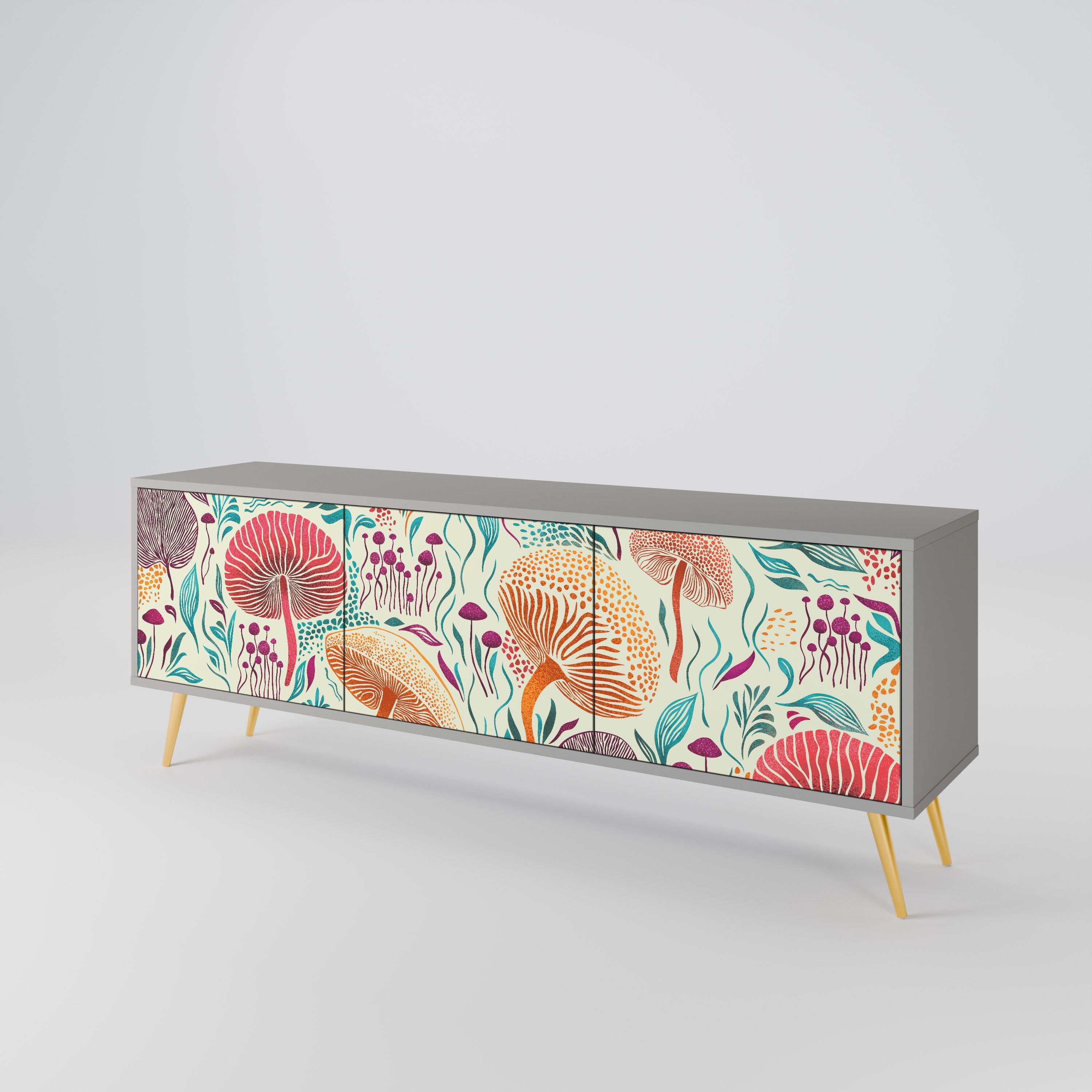 FUNGUS FANTASY Móvel de TV com 3 Portas em Acabamento Cinzento