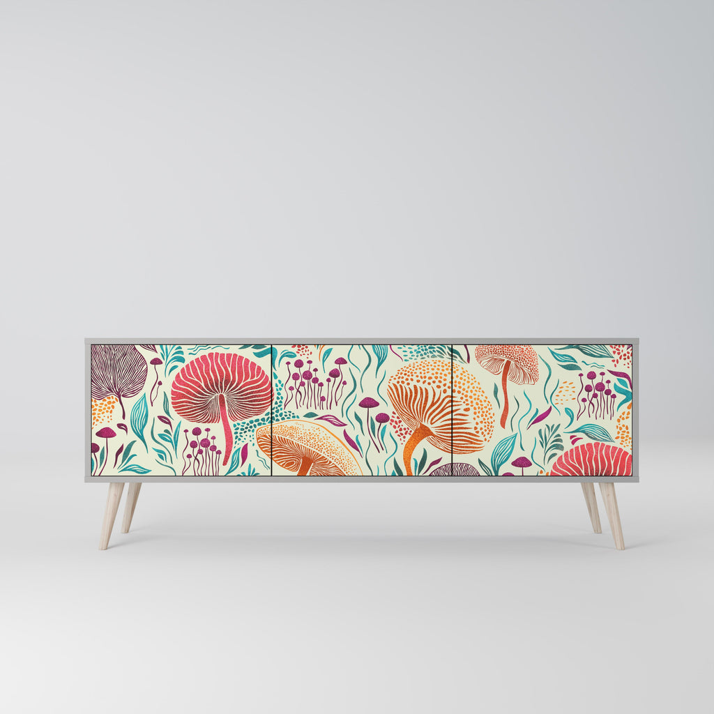 FUNGUS FANTASY Móvel de TV com 3 Portas em Acabamento Cinzento