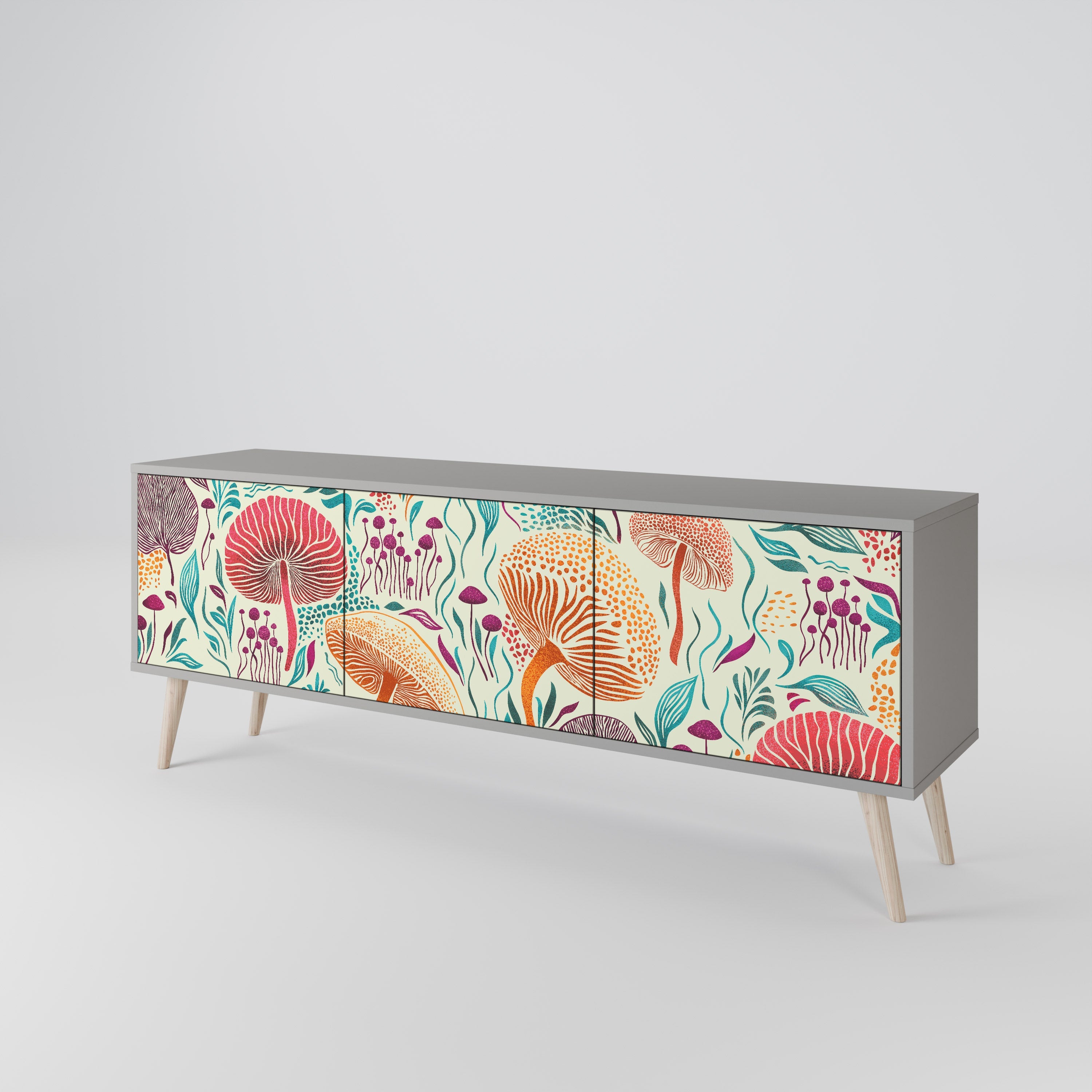 FUNGUS FANTASY Móvel de TV com 3 Portas em Acabamento Cinzento