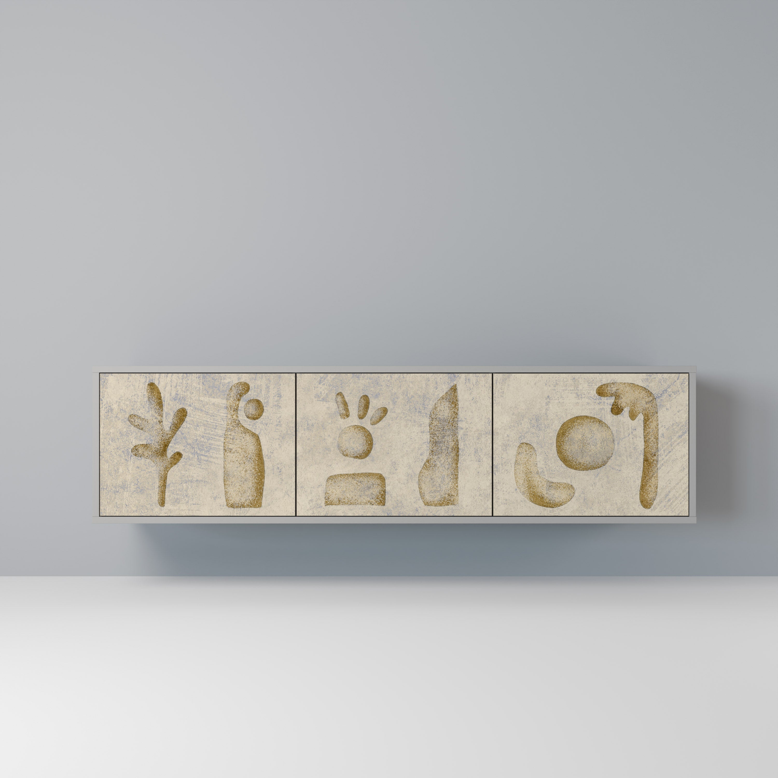 SAND SCULPTURES Móvel de TV com 3 Portas em Acabamento Cinzento