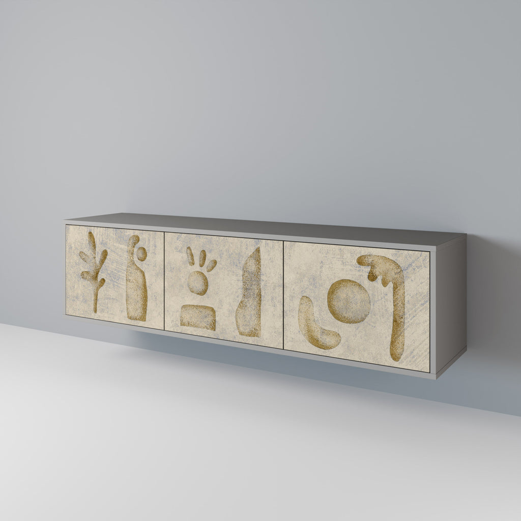 SAND SCULPTURES Móvel de TV com 3 Portas em Acabamento Cinzento