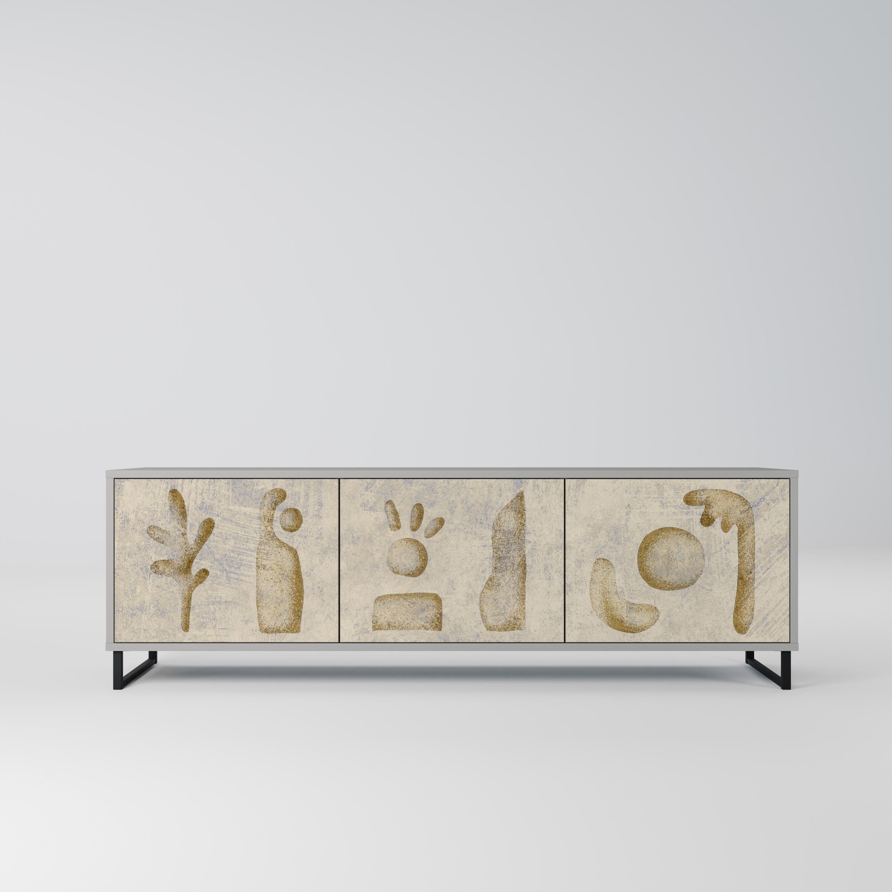 SAND SCULPTURES Móvel de TV com 3 Portas em Acabamento Cinzento