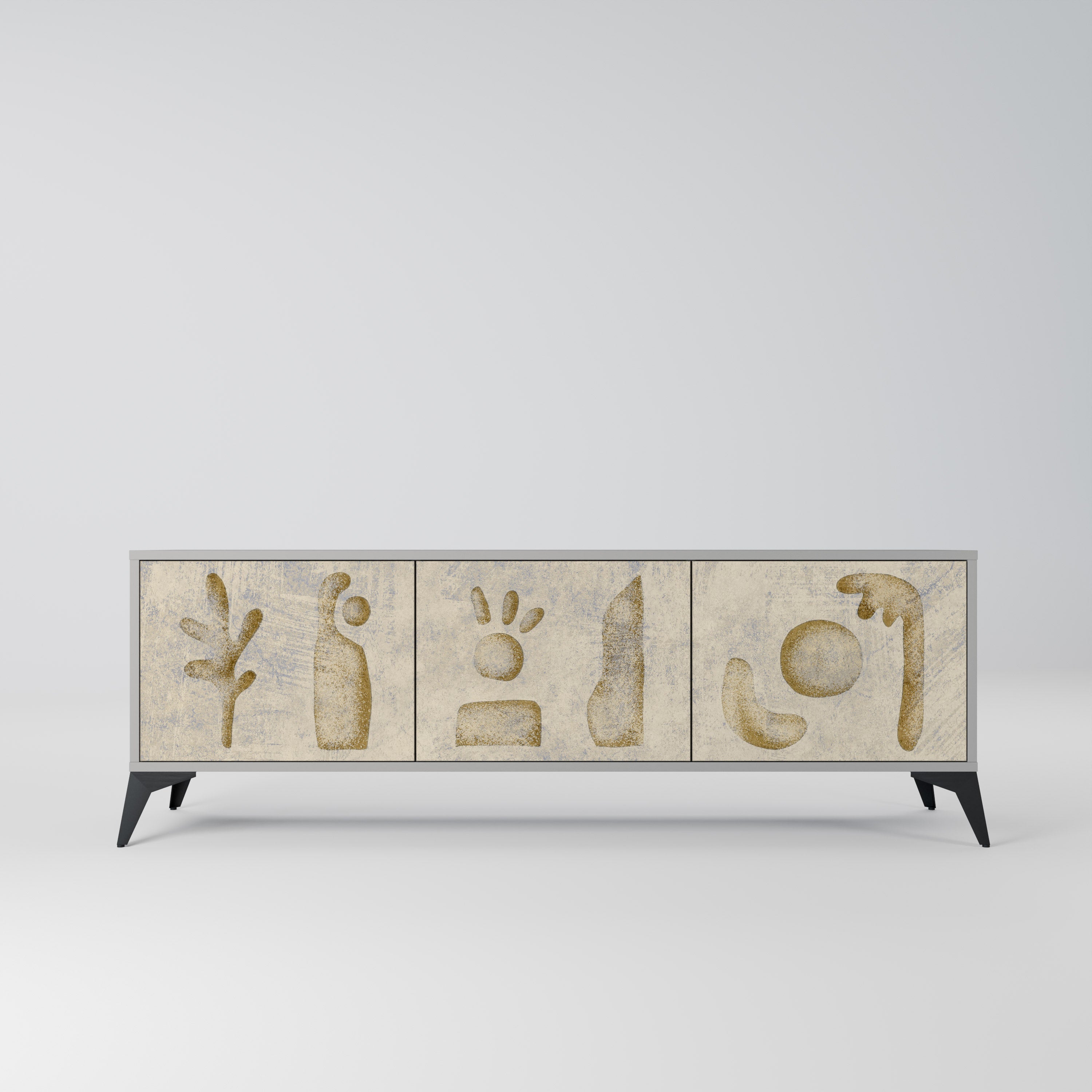 SAND SCULPTURES Móvel de TV com 3 Portas em Acabamento Cinzento