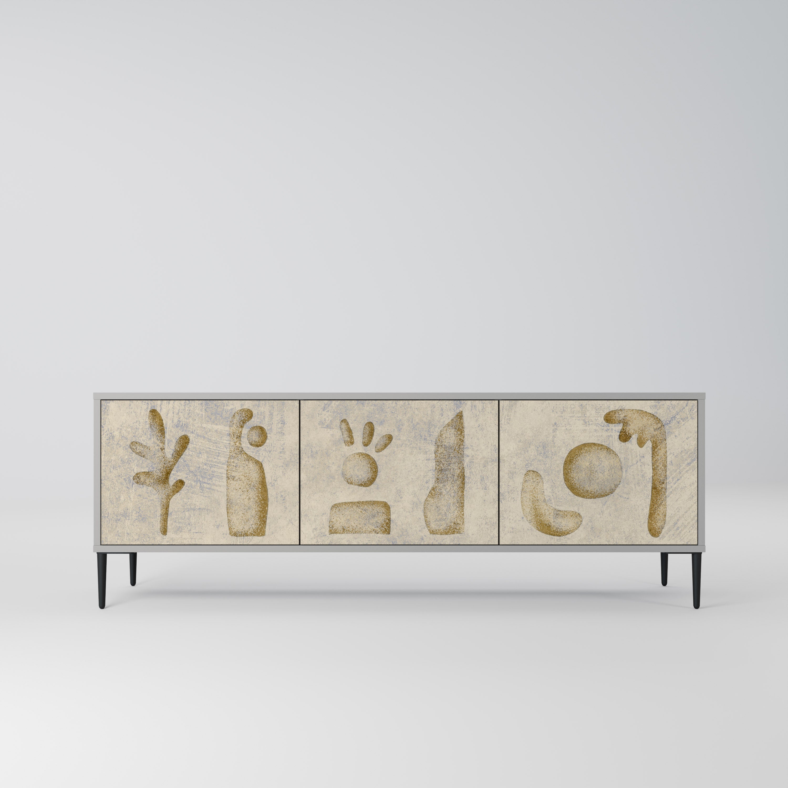 SAND SCULPTURES Móvel de TV com 3 Portas em Acabamento Cinzento