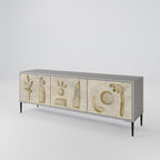 SAND SCULPTURES Móvel de TV com 3 Portas em Acabamento Cinzento