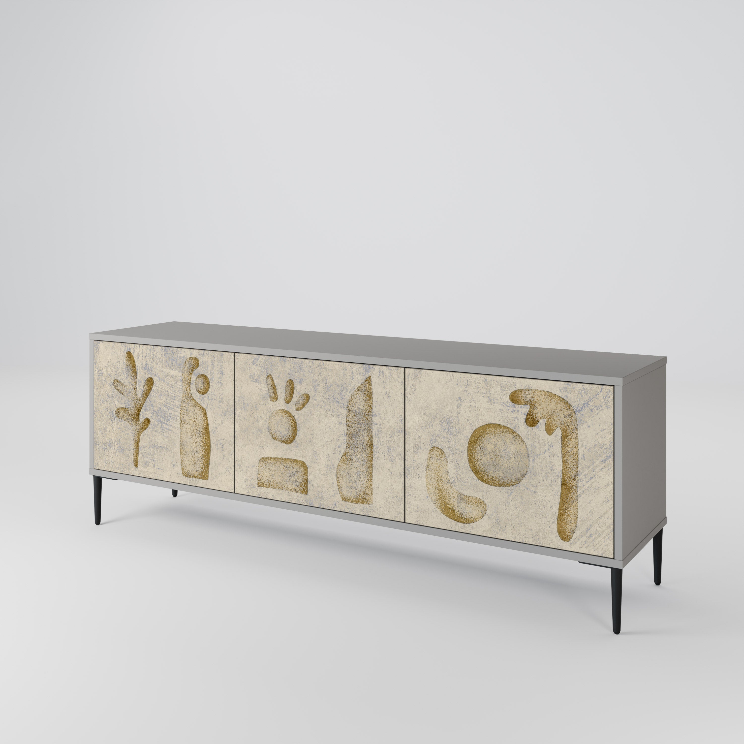 SAND SCULPTURES Móvel de TV com 3 Portas em Acabamento Cinzento