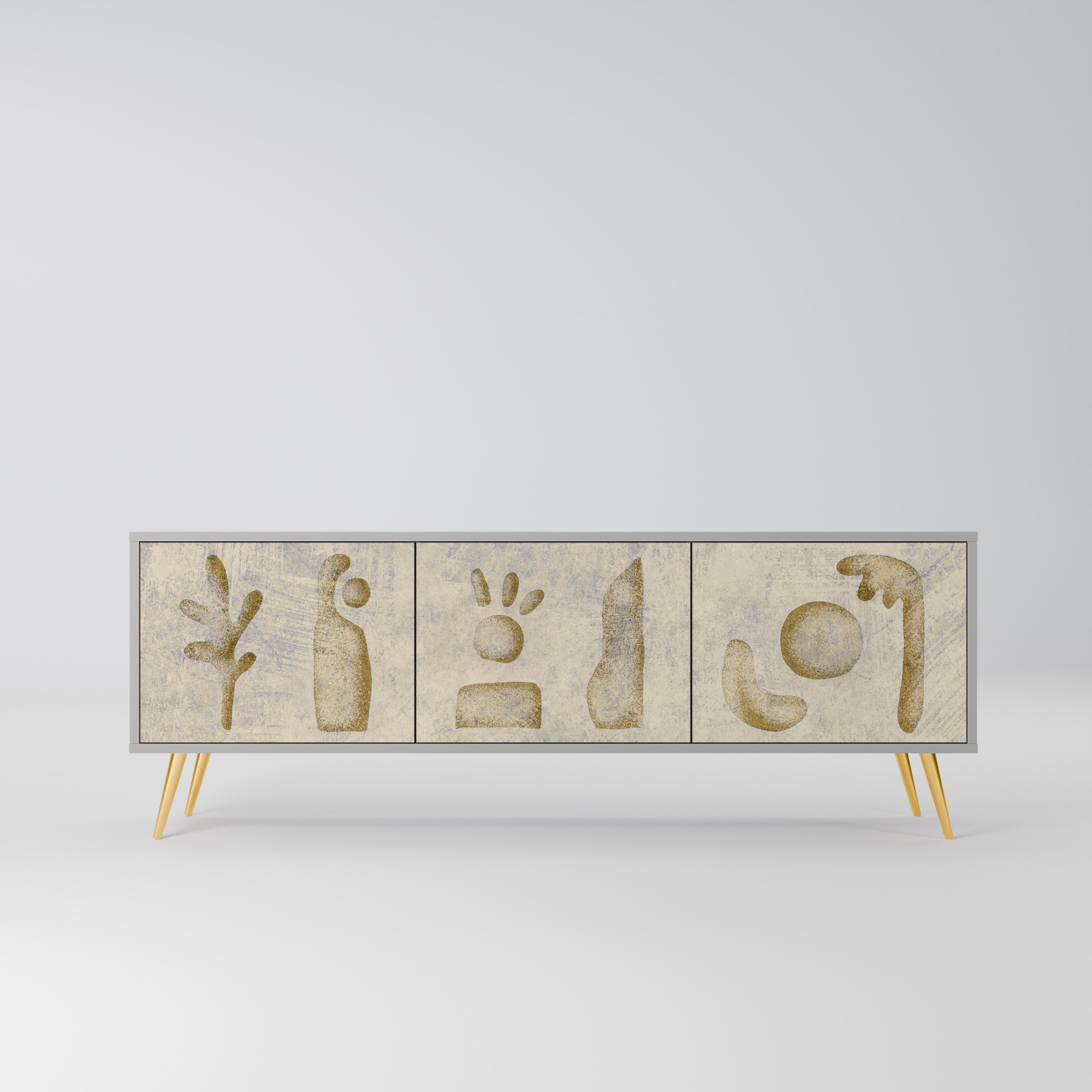 SAND SCULPTURES Móvel de TV com 3 Portas em Acabamento Cinzento