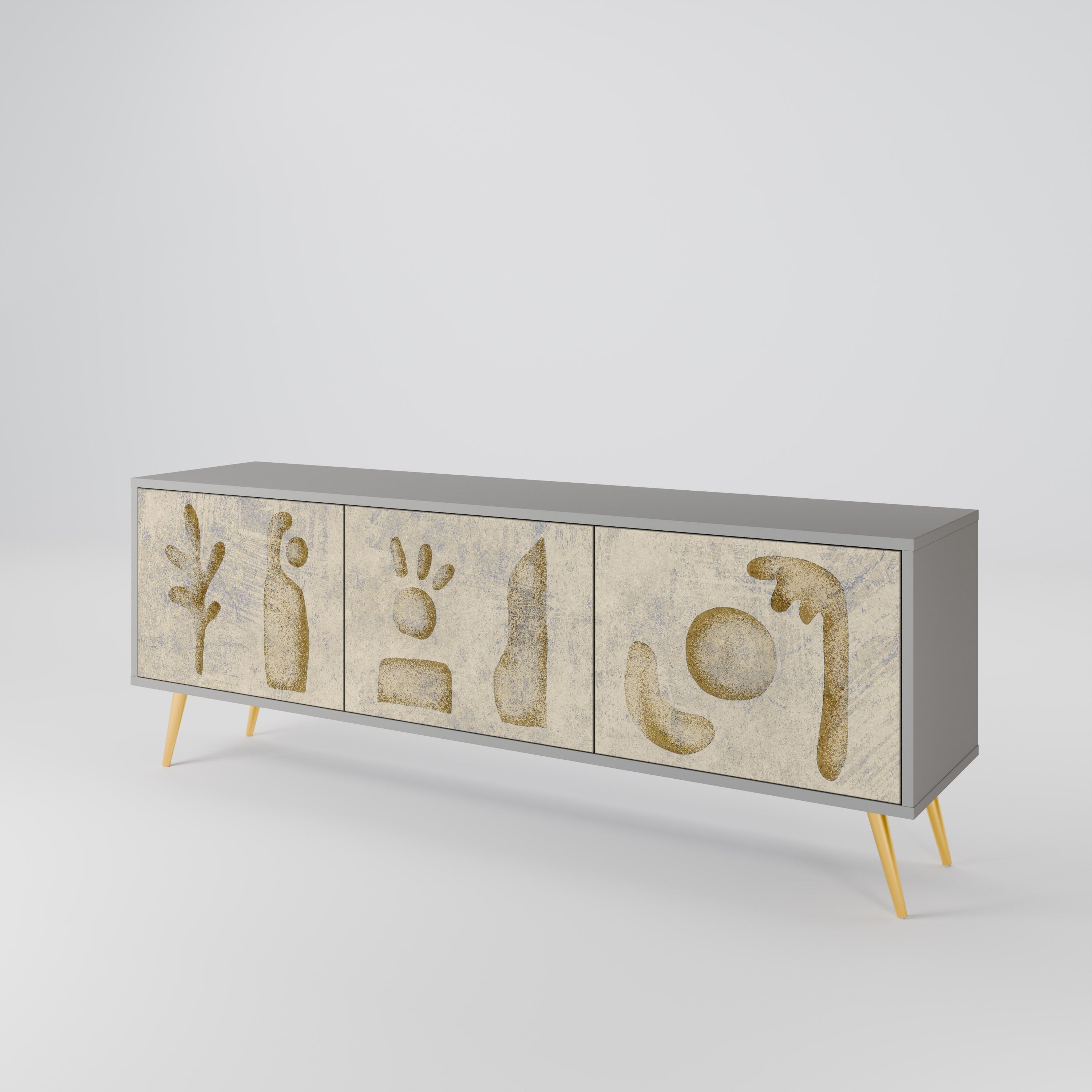 SAND SCULPTURES Móvel de TV com 3 Portas em Acabamento Cinzento