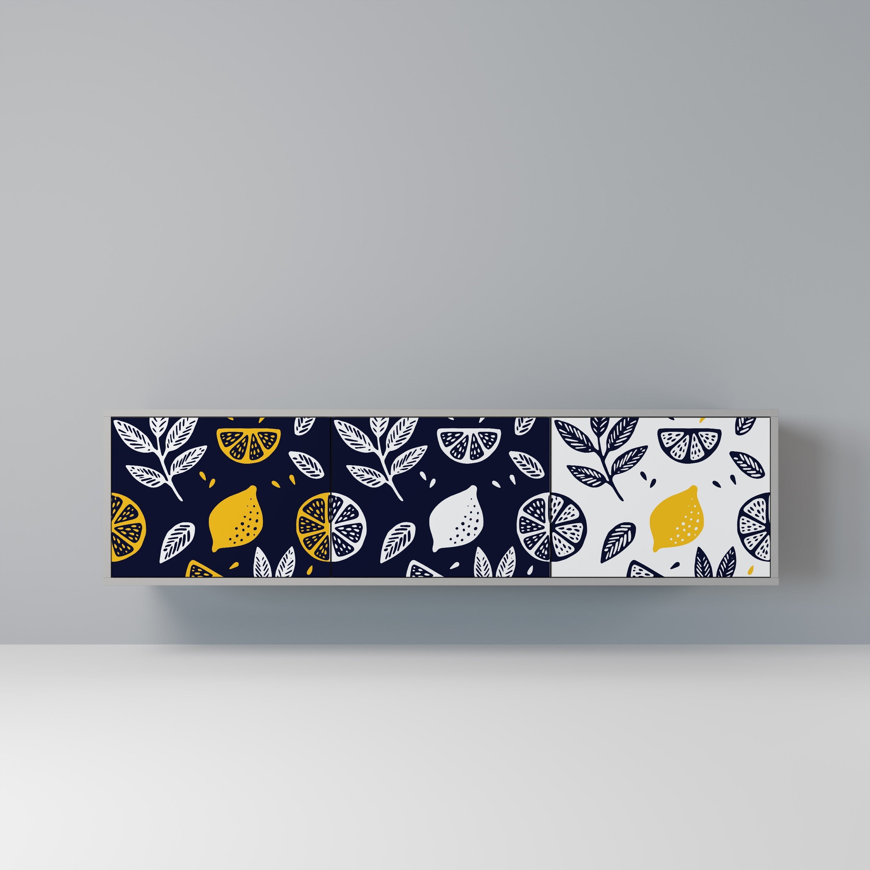 CITRUS BLACK AND WHITE Móvel de TV com 3 Portas em Acabamento Cinzento