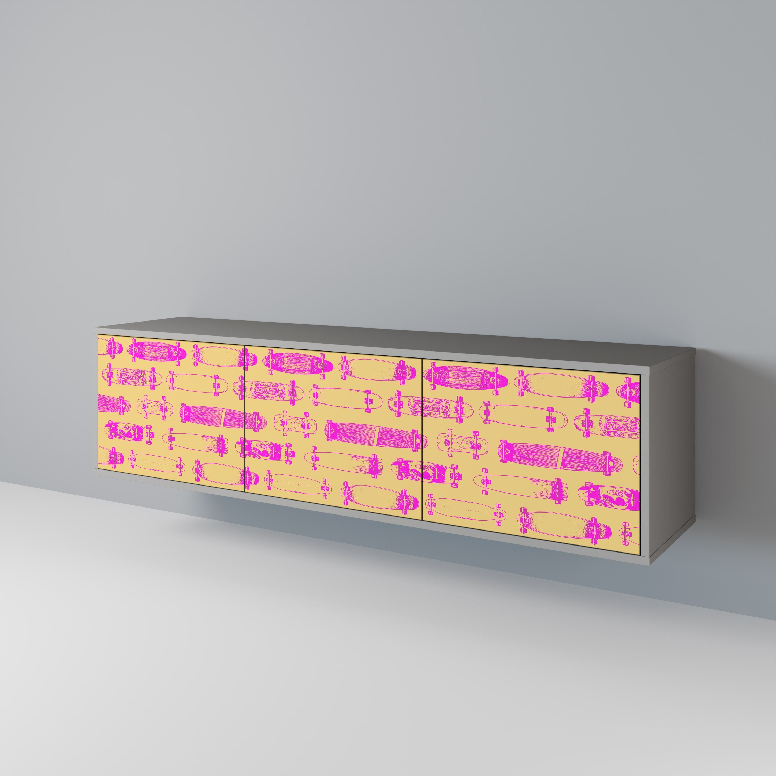 SKATEBOARD ARTISTRY Móvel de TV com 3 Portas em Acabamento Cinzento