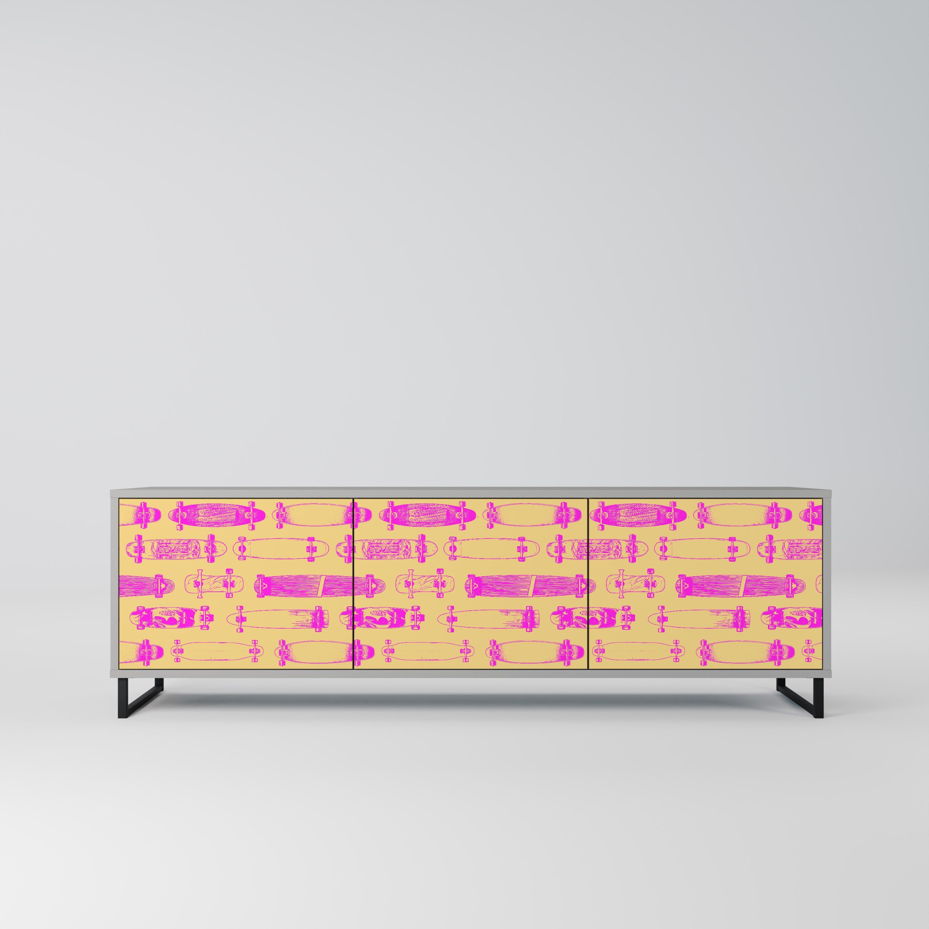 SKATEBOARD ARTISTRY Móvel de TV com 3 Portas em Acabamento Cinzento