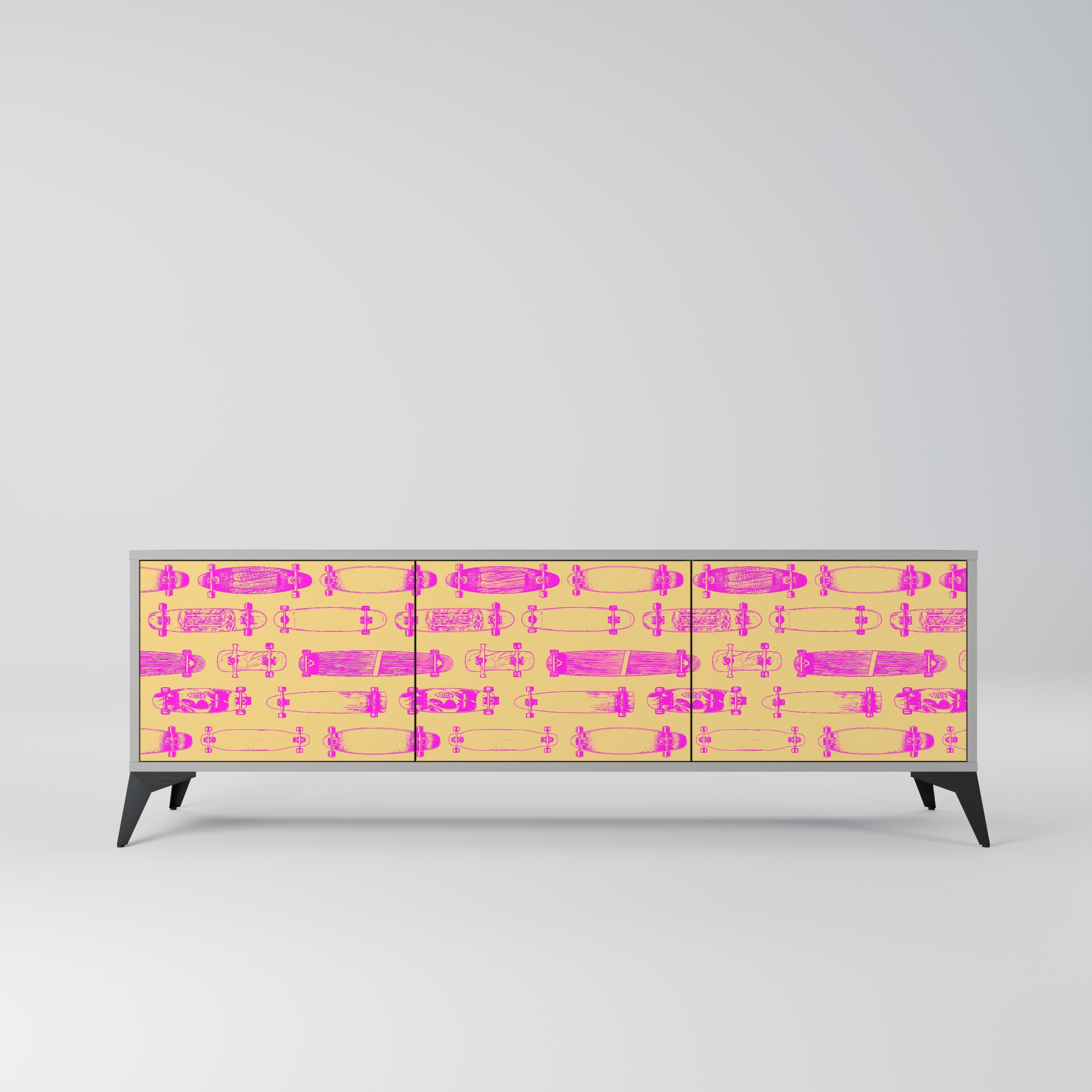 SKATEBOARD ARTISTRY Móvel de TV com 3 Portas em Acabamento Cinzento