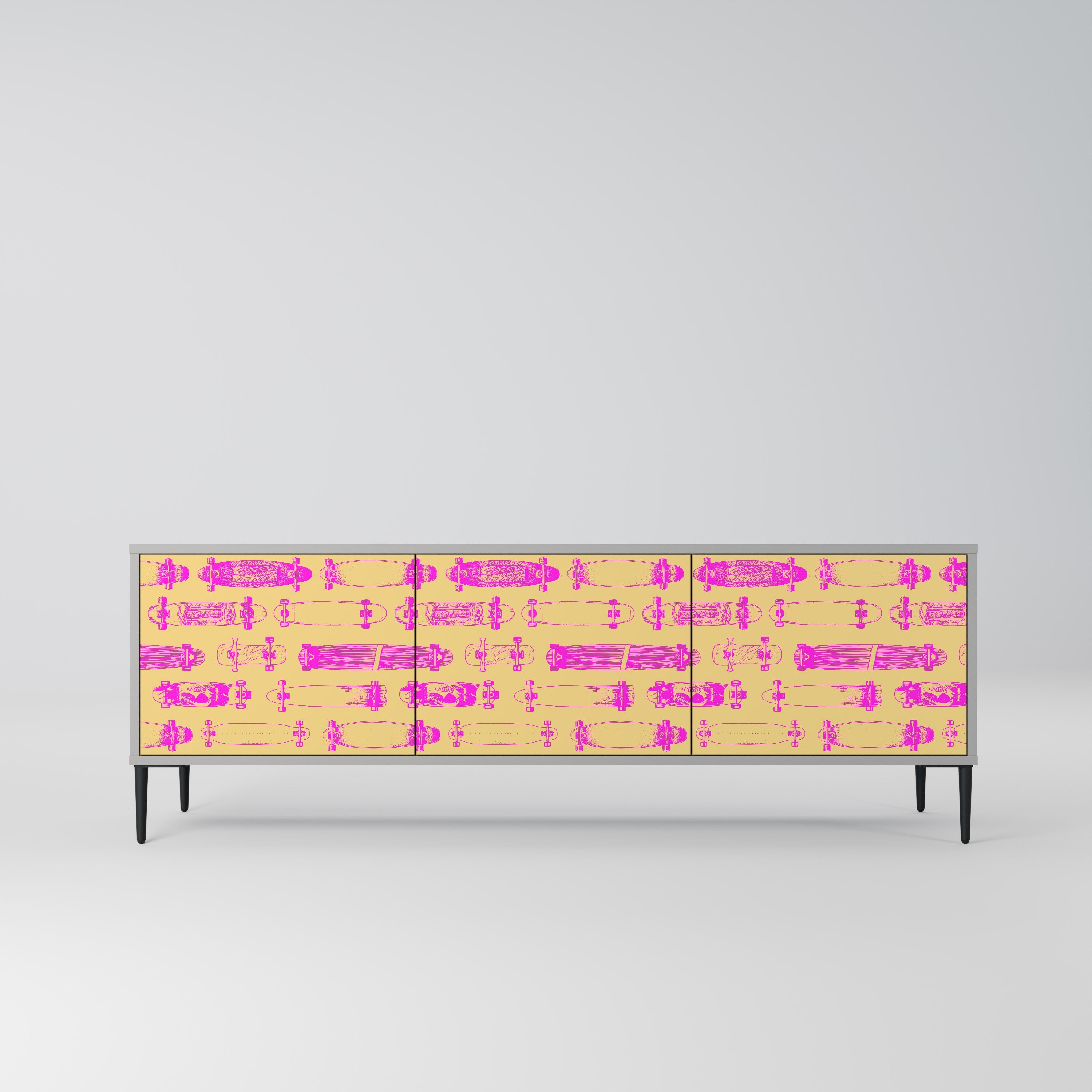 SKATEBOARD ARTISTRY Móvel de TV com 3 Portas em Acabamento Cinzento