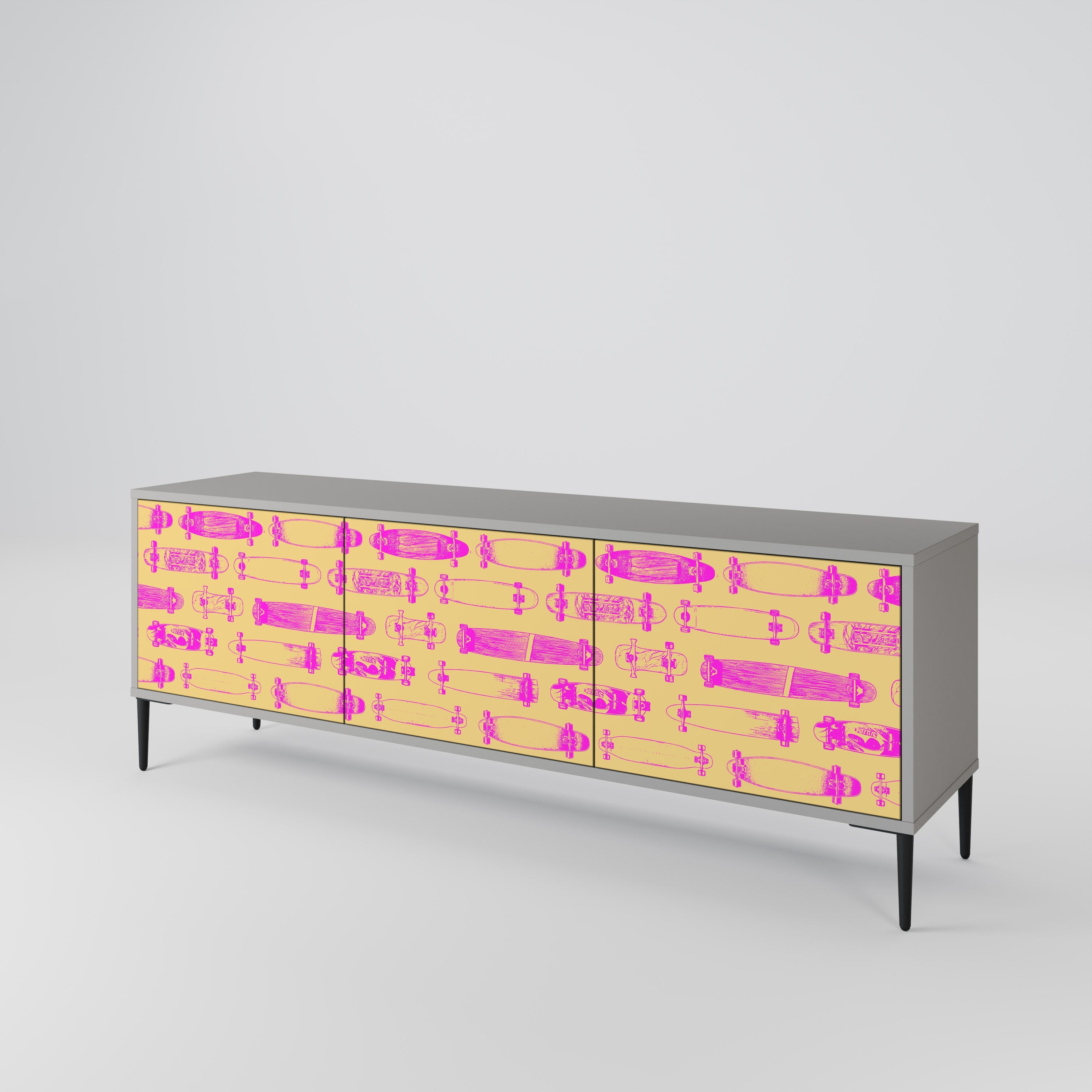 SKATEBOARD ARTISTRY Móvel de TV com 3 Portas em Acabamento Cinzento