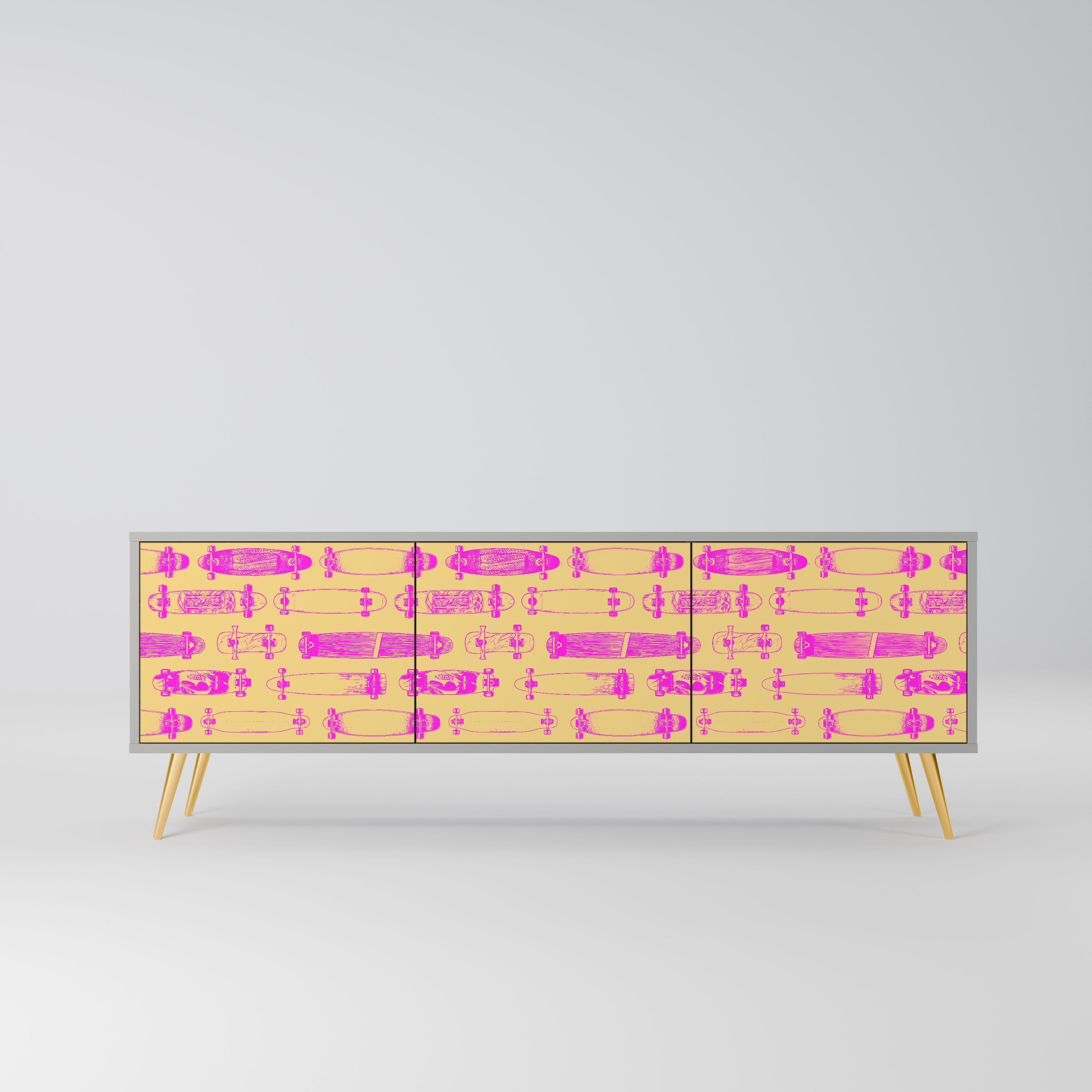 SKATEBOARD ARTISTRY Móvel de TV com 3 Portas em Acabamento Cinzento