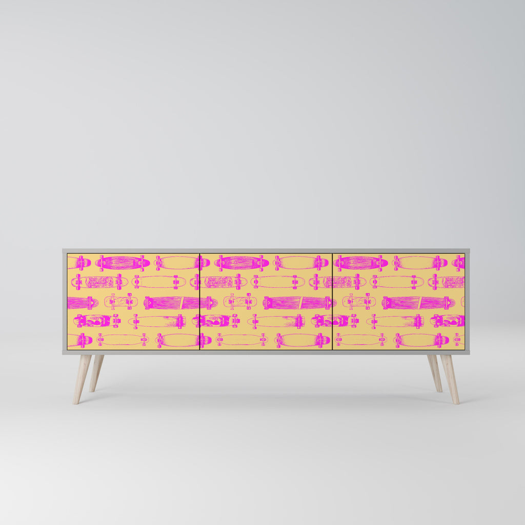 SKATEBOARD ARTISTRY Móvel de TV com 3 Portas em Acabamento Cinzento