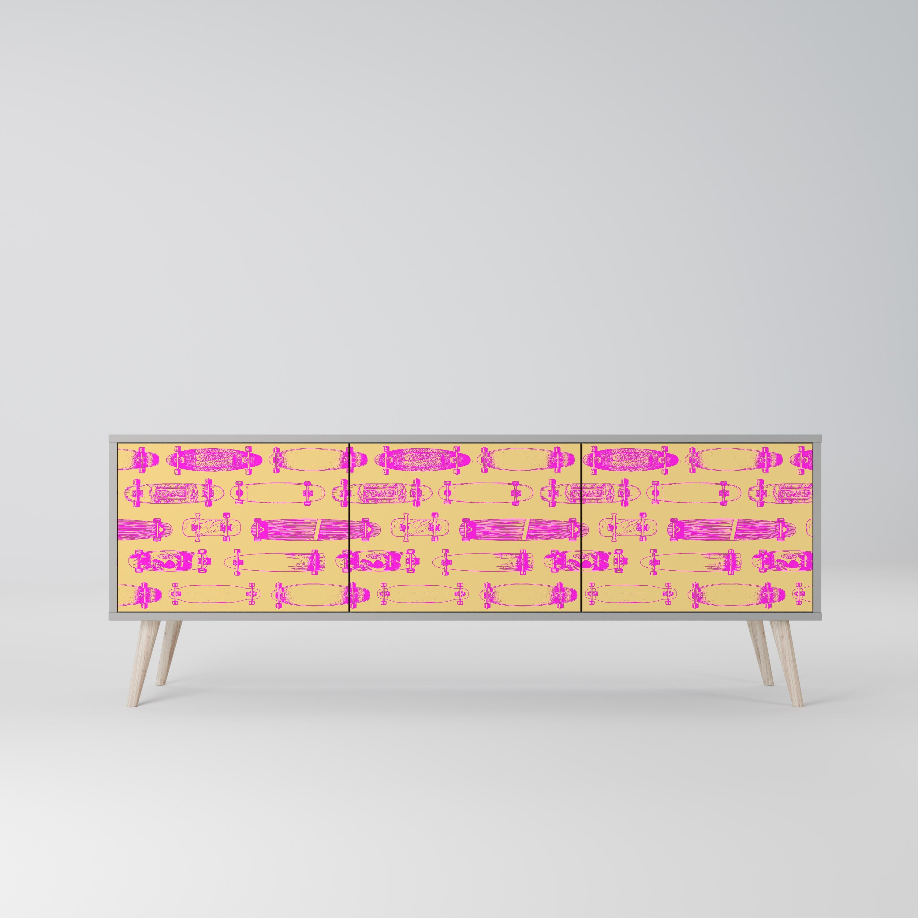 SKATEBOARD ARTISTRY Móvel de TV com 3 Portas em Acabamento Cinzento