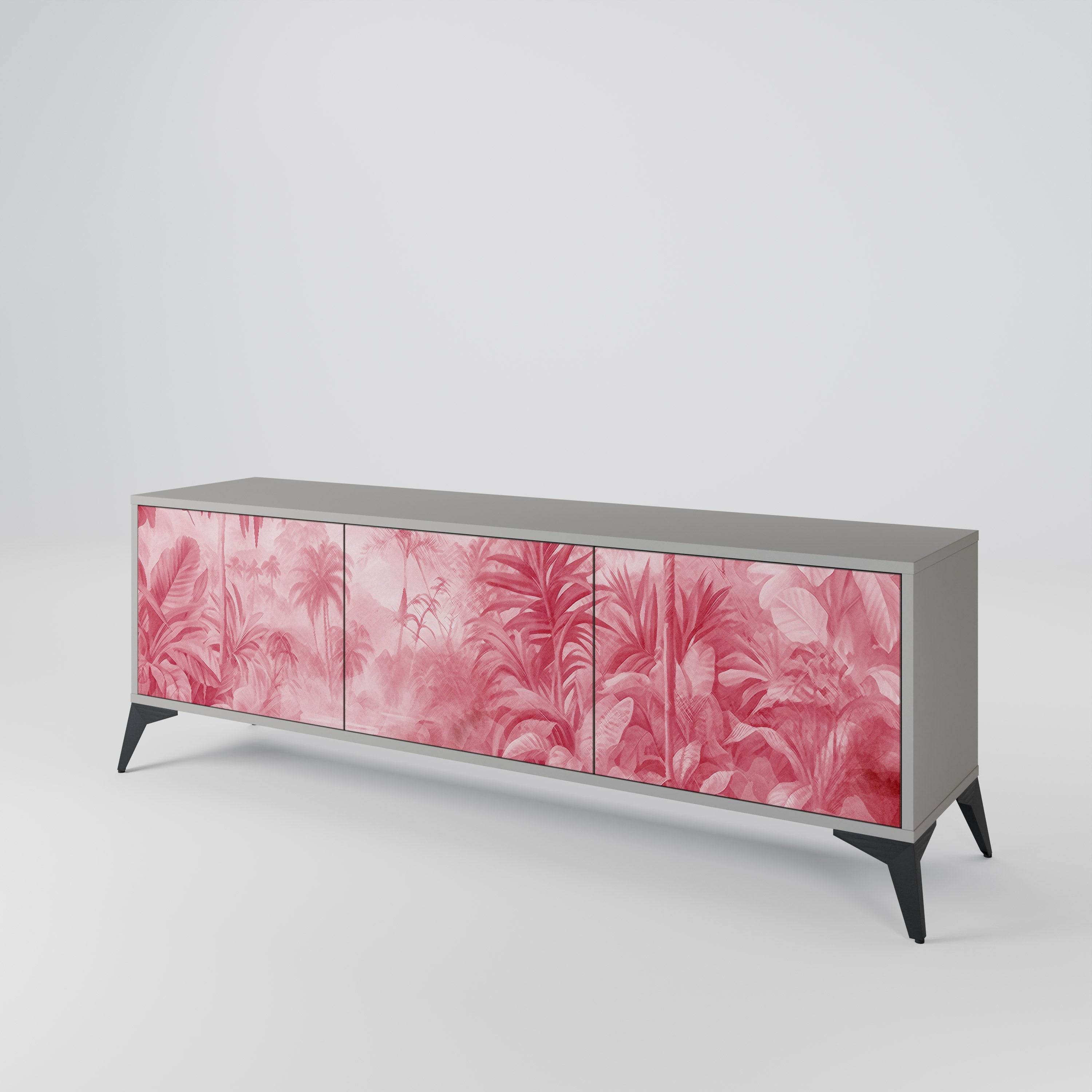 SWEET TROPICS Móvel de TV com 3 Portas em Acabamento Cinzento