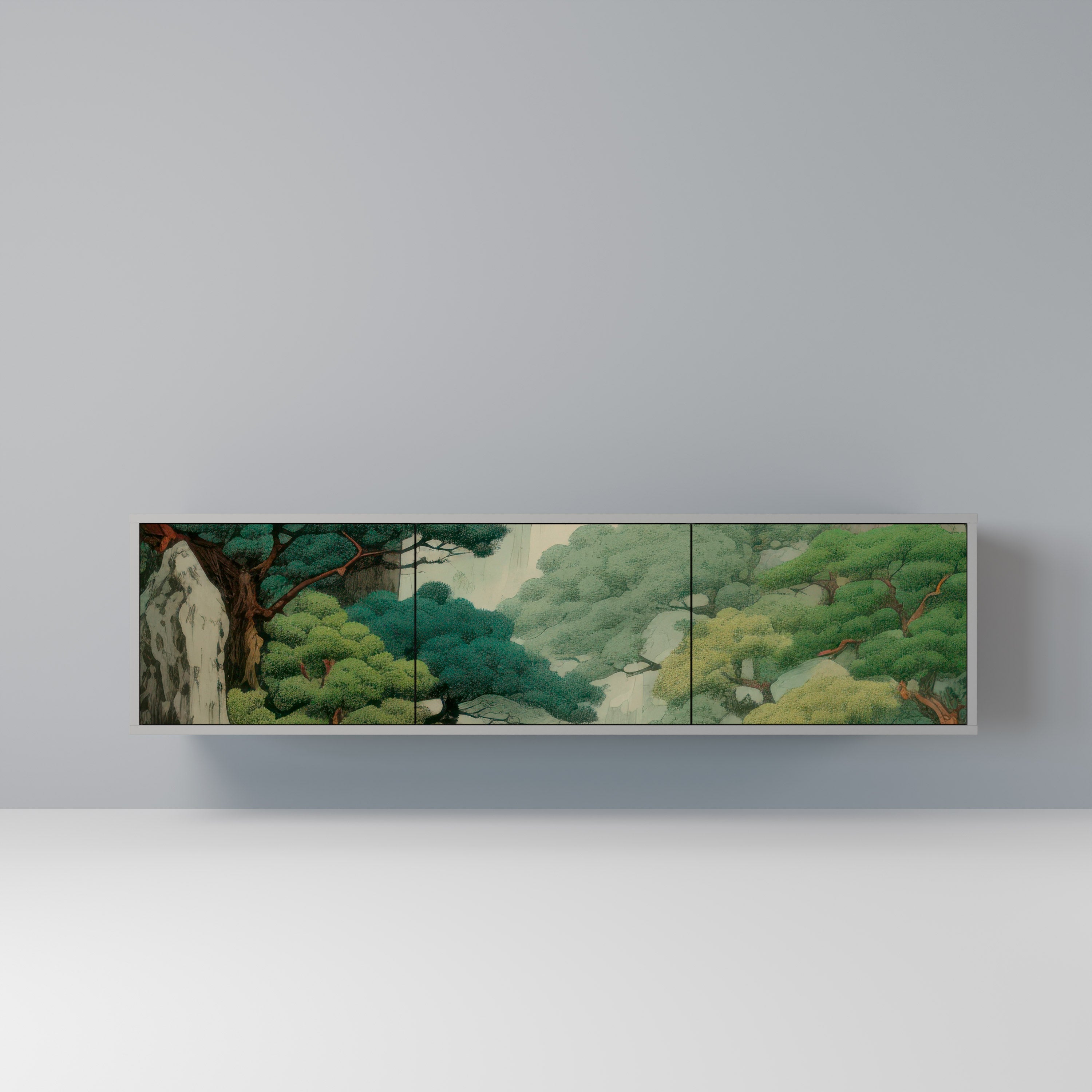 VERDURE ABYSS Móvel de TV com 3 Portas em Acabamento Cinzento