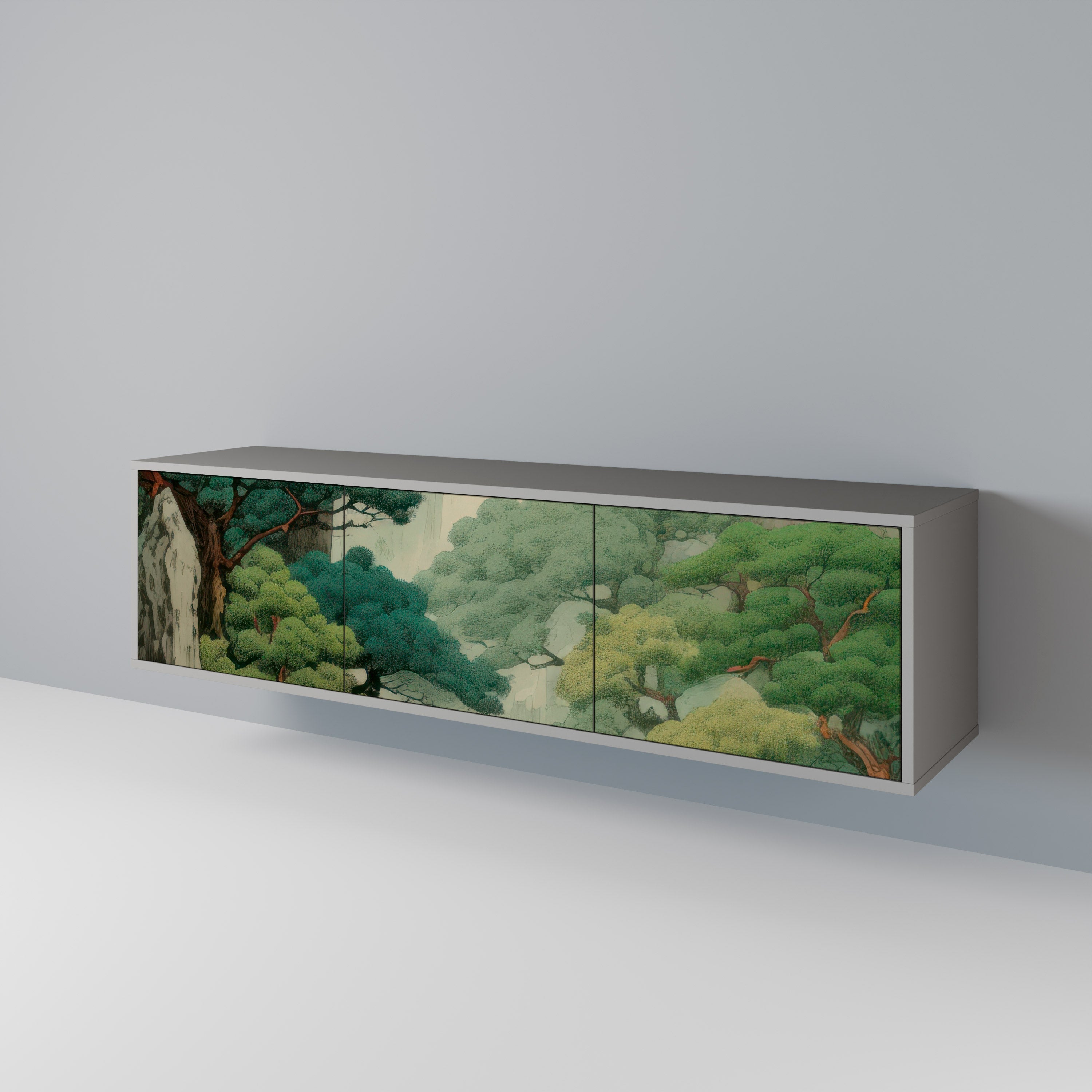 VERDURE ABYSS Móvel de TV com 3 Portas em Acabamento Cinzento