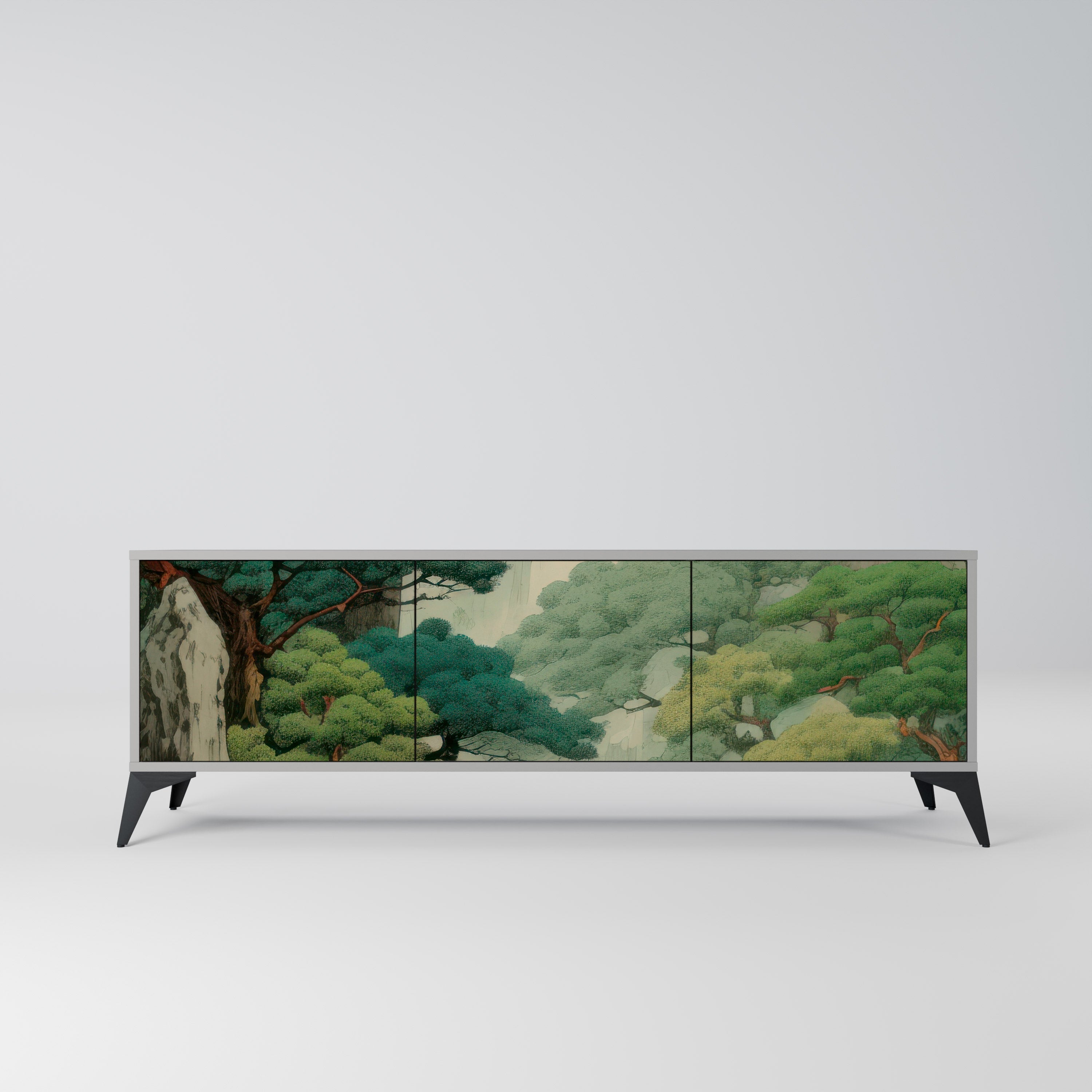 VERDURE ABYSS Móvel de TV com 3 Portas em Acabamento Cinzento