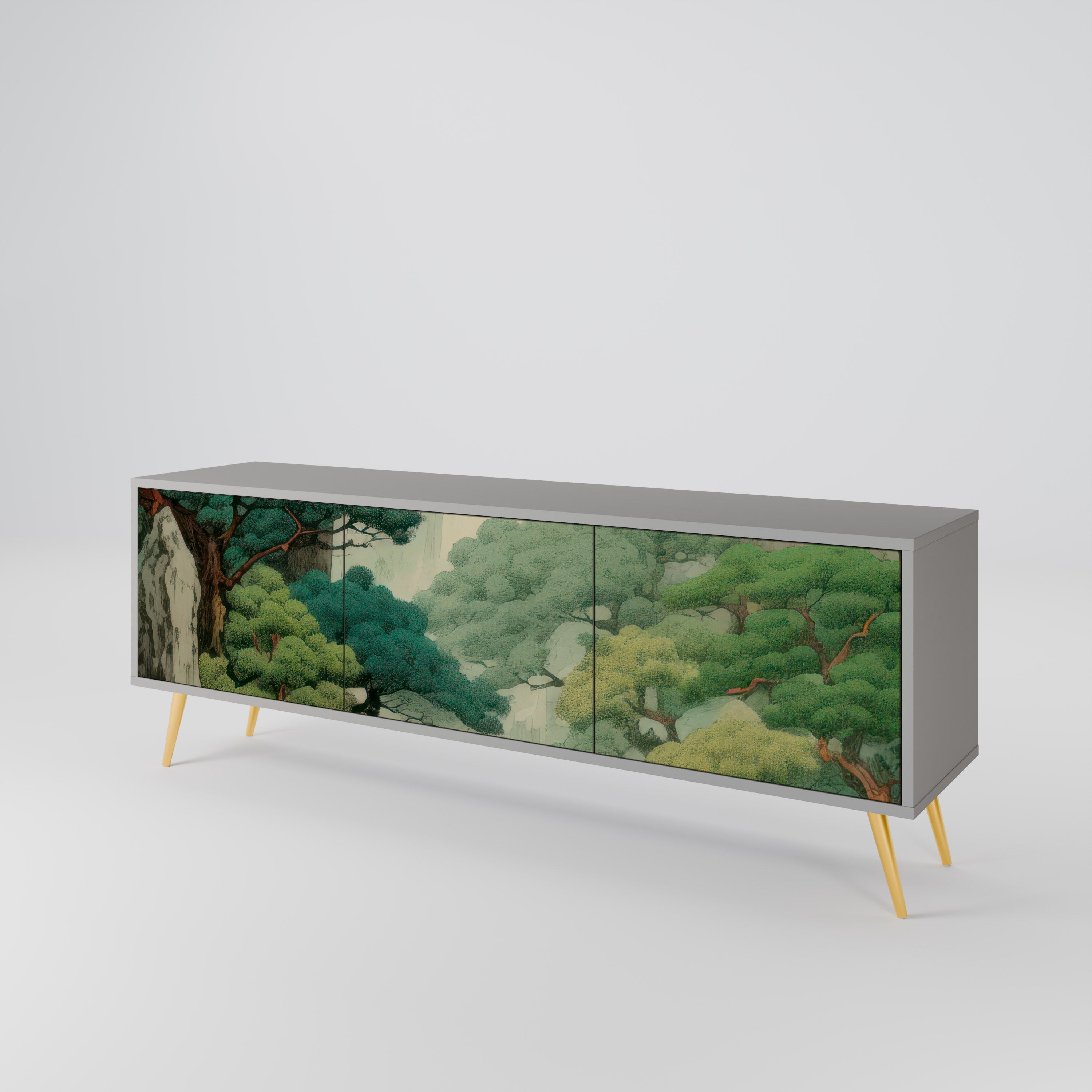 VERDURE ABYSS Móvel de TV com 3 Portas em Acabamento Cinzento