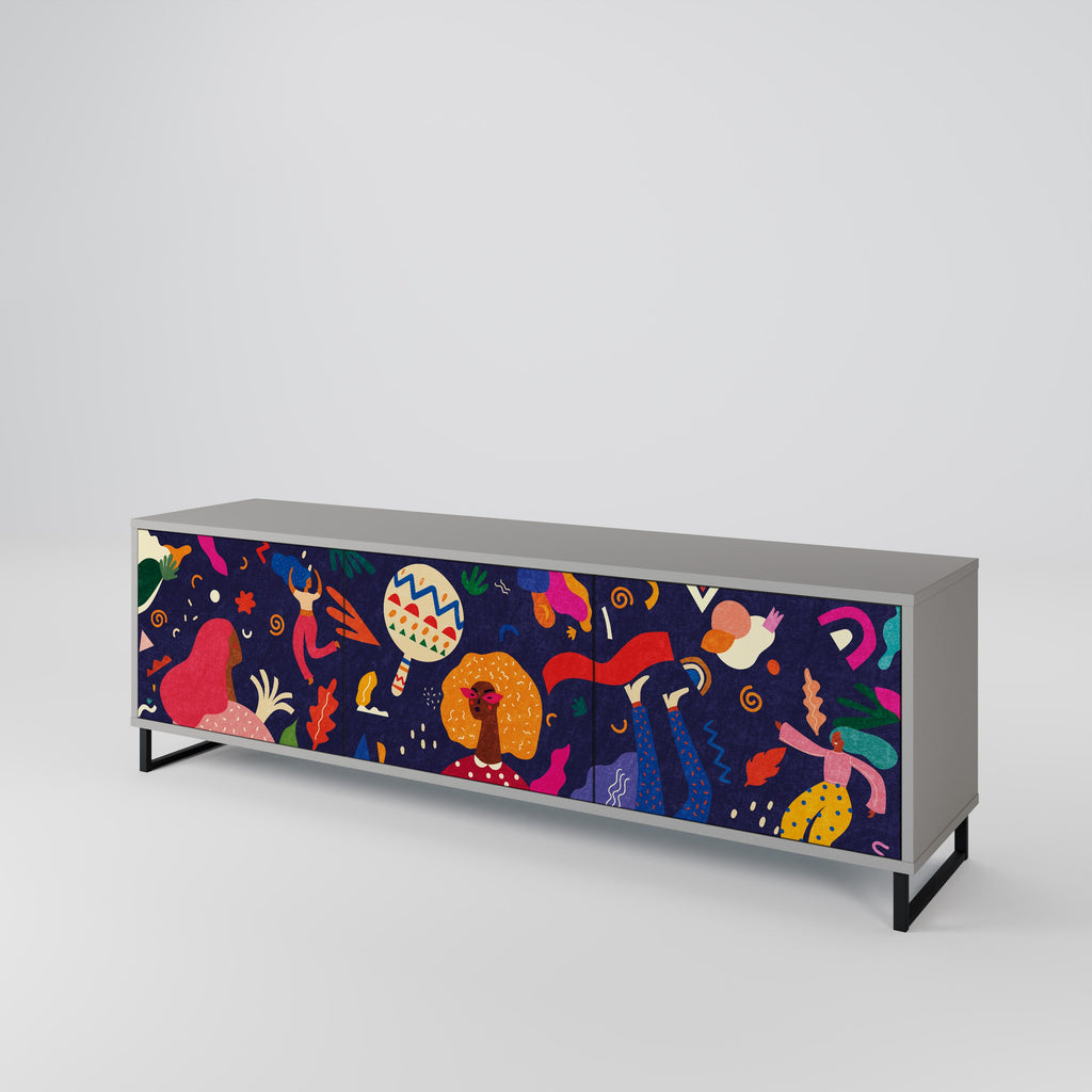 FESTIVE PLEASURES Móvel de TV com 3 Portas em Acabamento Cinzento